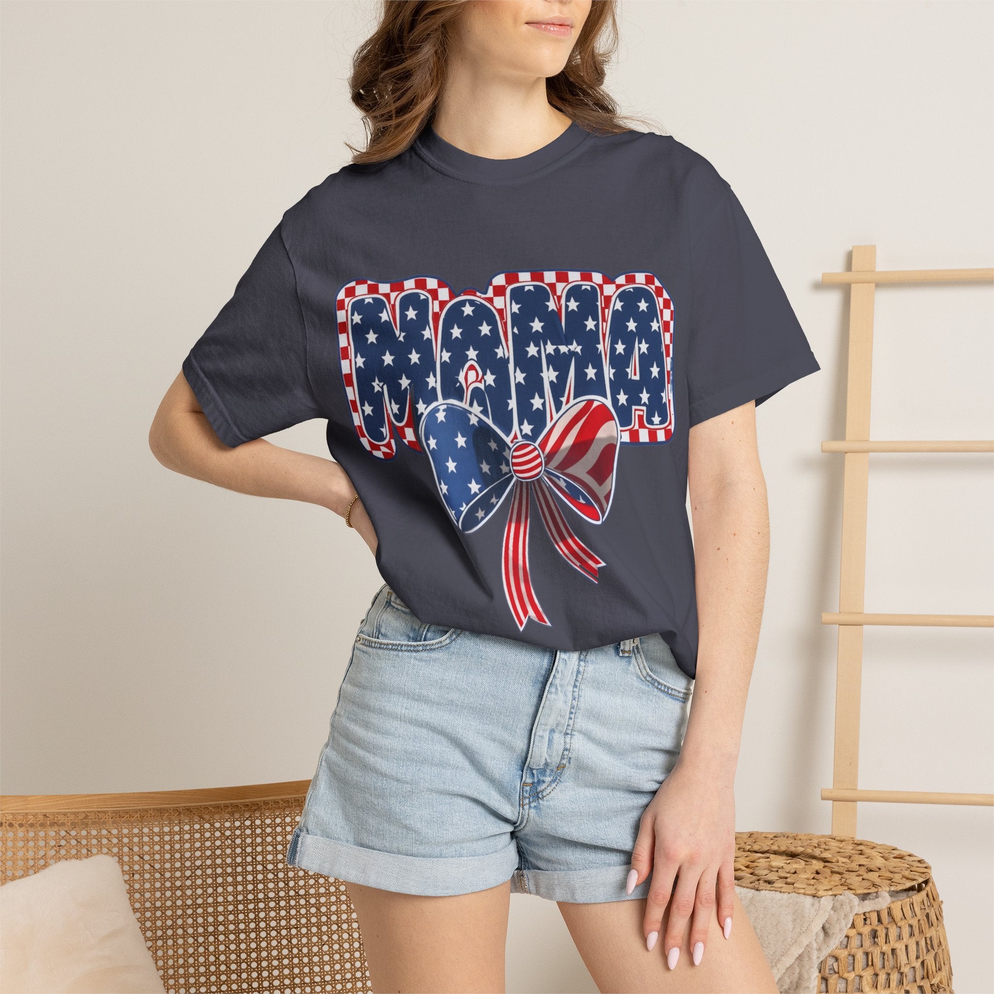 Mama Patriotic T-Shirt — American Flag Bow 4th of July Tee