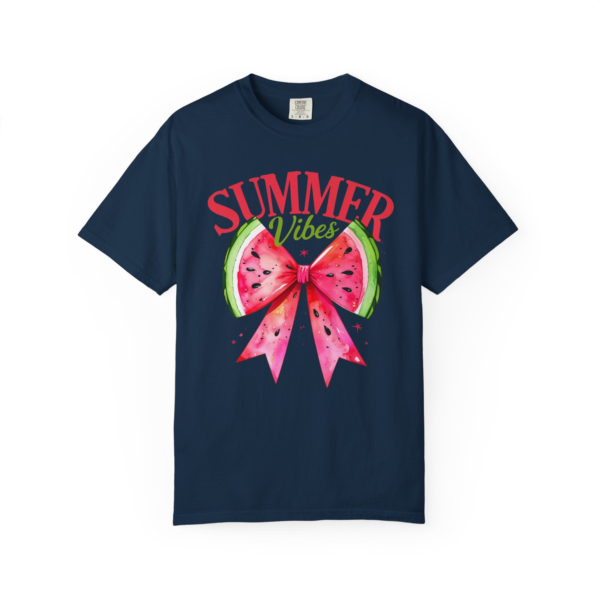 Summer Vibes Watermelon Bow T-Shirt | Tropical Fruit Graphic