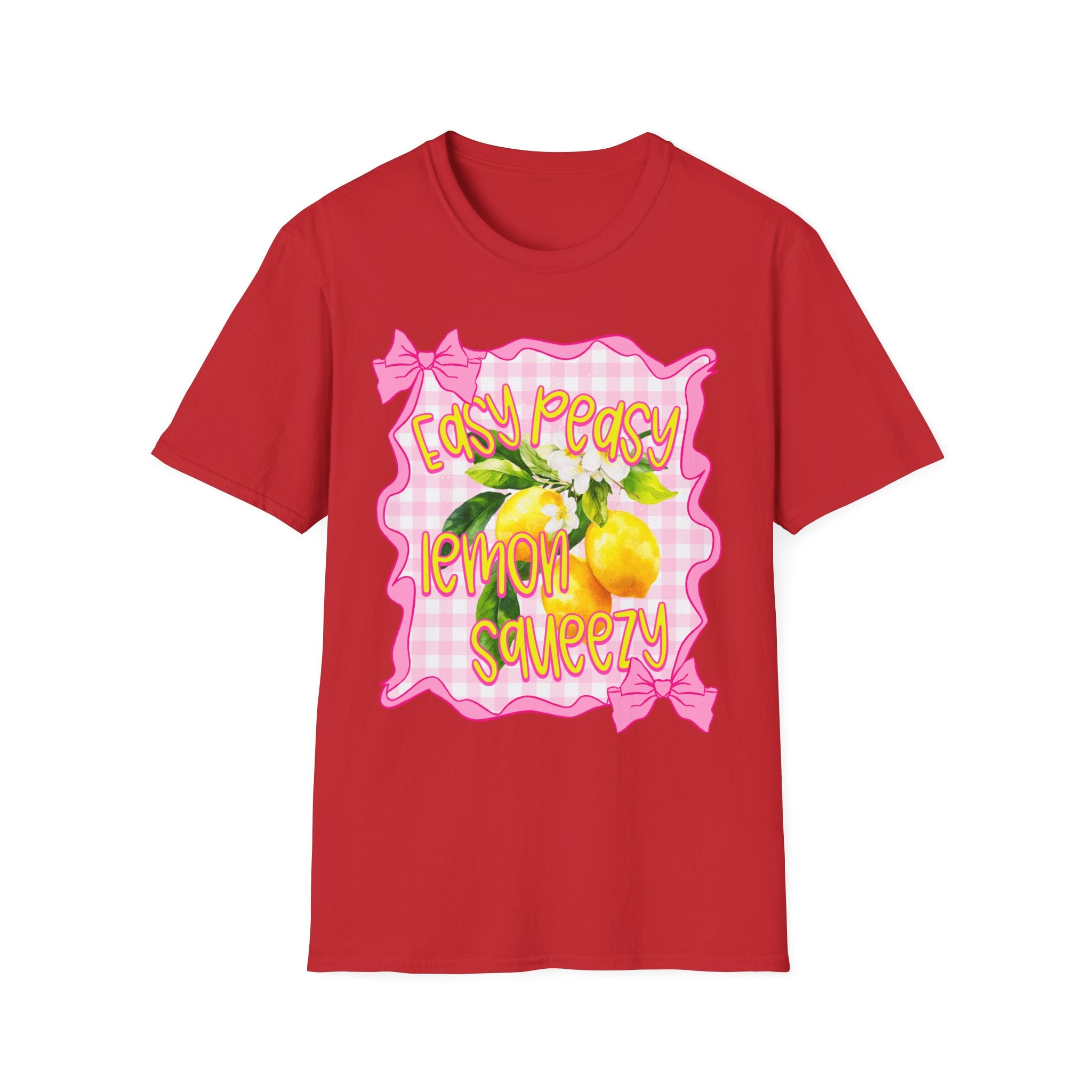 Easy Peasy Lemon Squeezy T-Shirt | Lemon Graphic, Pink Bow Frame
