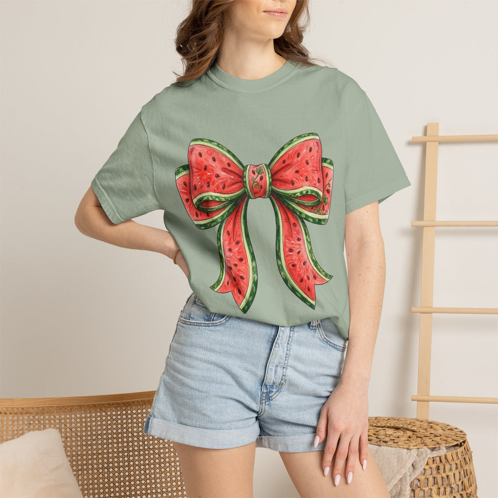Watermelon Bow T-Shirt | Summer Fruit Graphic