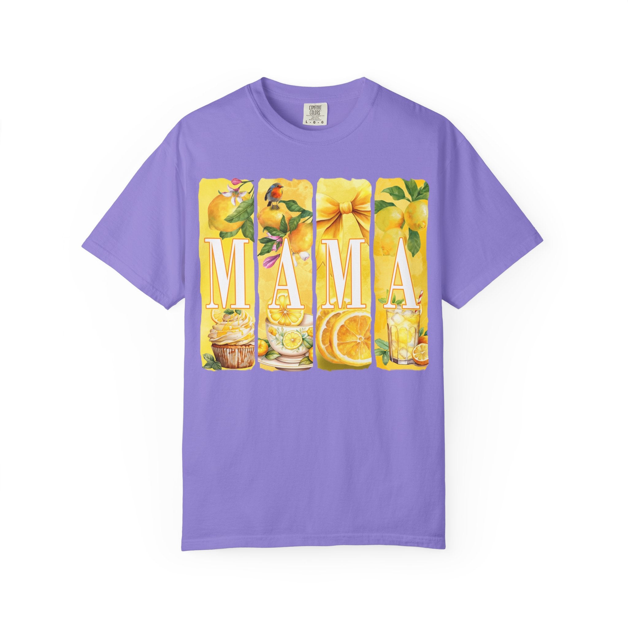 Mama Lemon Floral T-Shirt — Bright Yellow Botanical 'MAMA' Tee for Moms, Mother's Day Gift