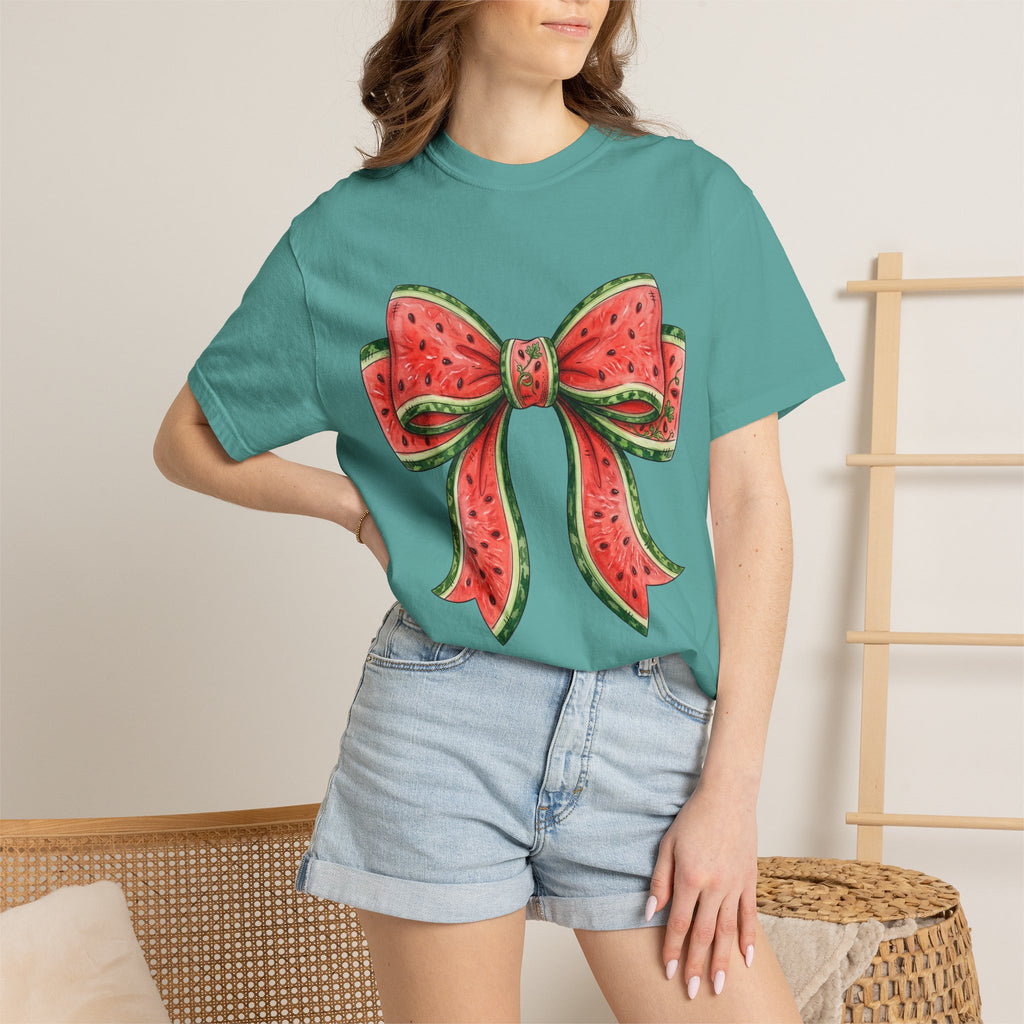 Watermelon Bow T-Shirt | Summer Fruit Graphic