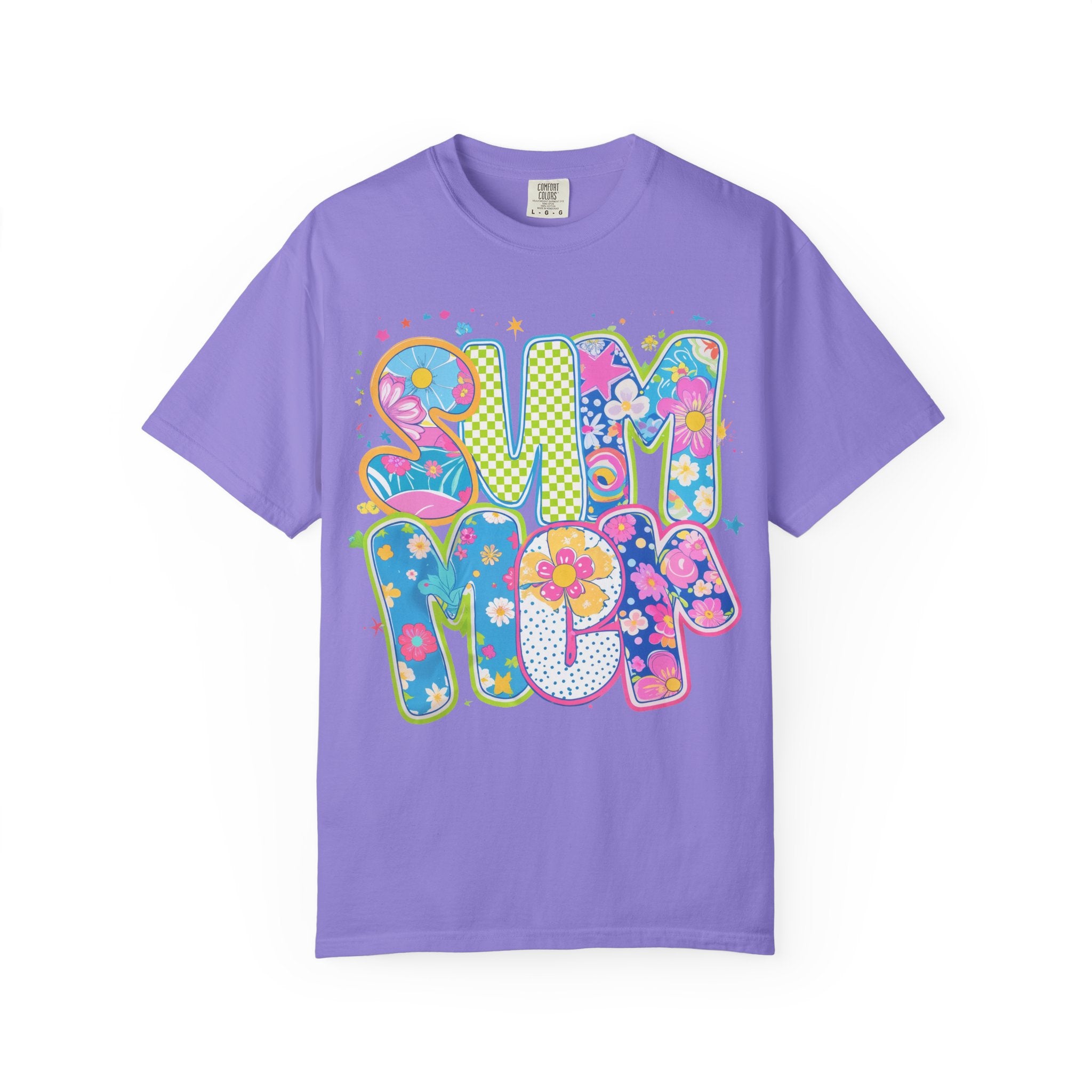 70s Retro 'Summer' Psychedelic Text T-Shirt | Flower Power, Bright Colors