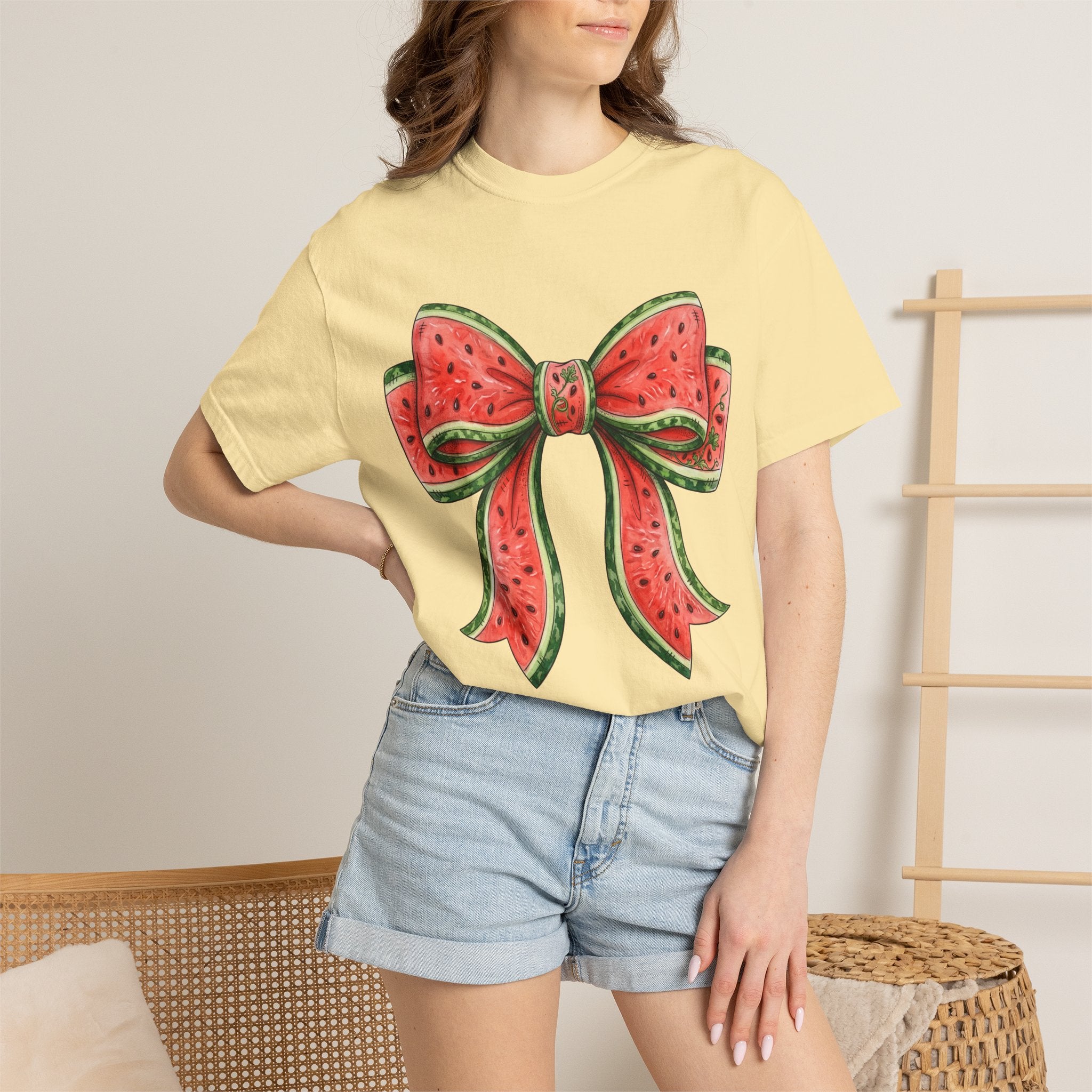 Watermelon Bow T-Shirt | Summer Fruit Graphic