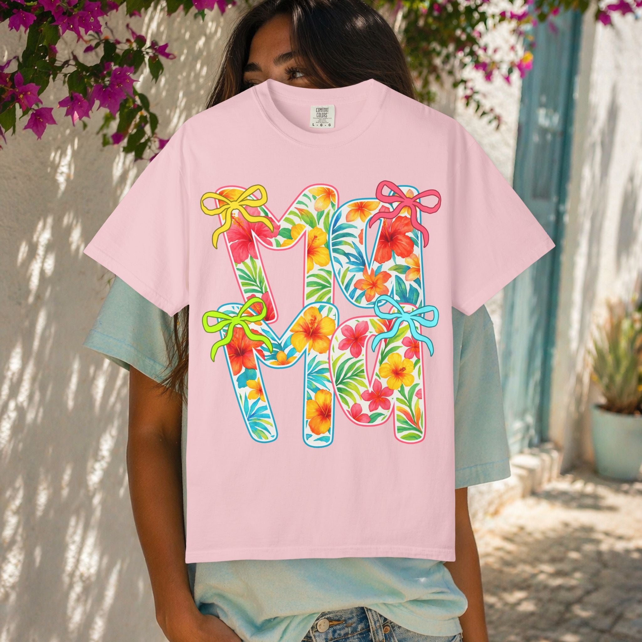 Floral Hawaiian M&M Graphic T-Shirt | Tropical Letterprint Tee