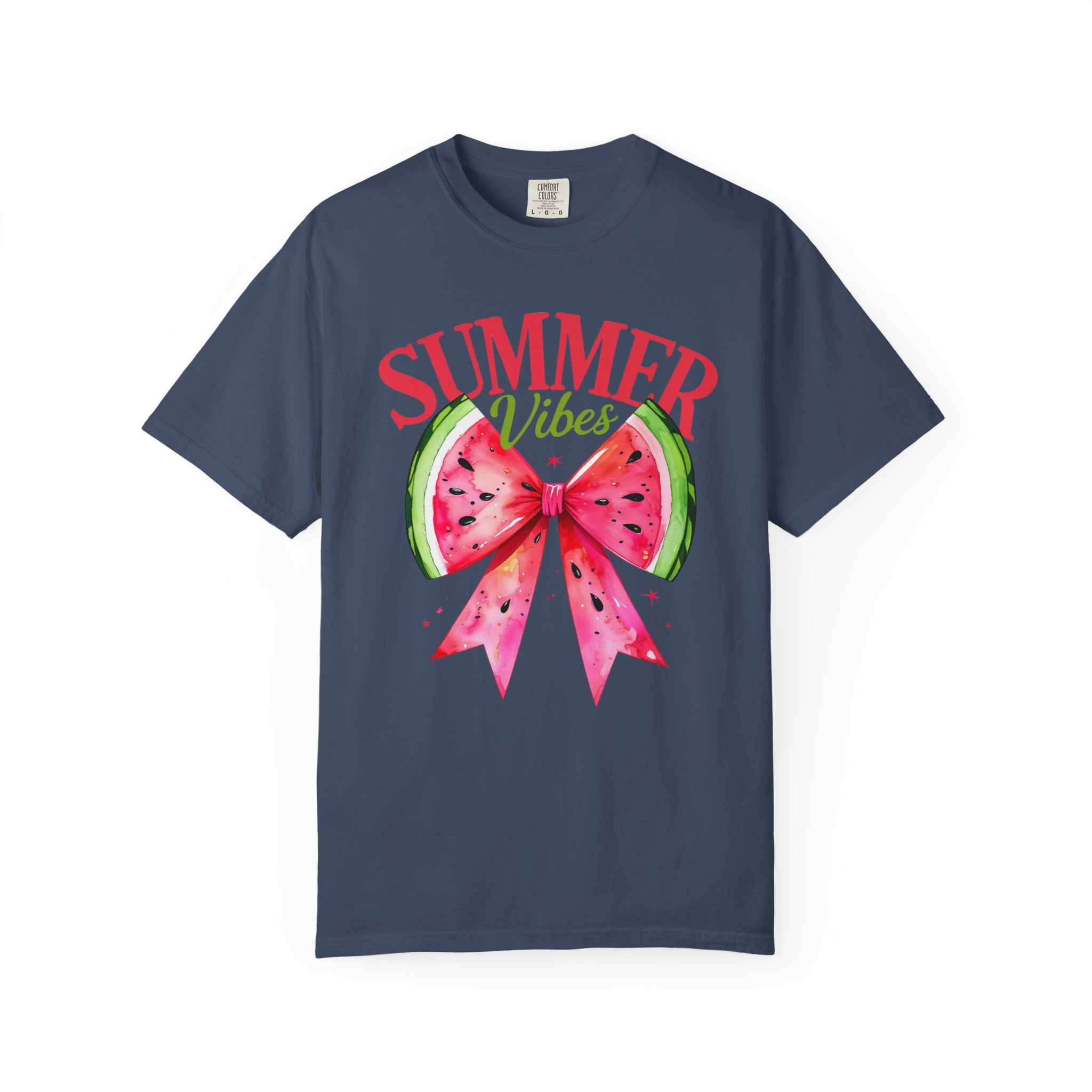 Summer Vibes Watermelon Bow T-Shirt | Tropical Fruit Graphic