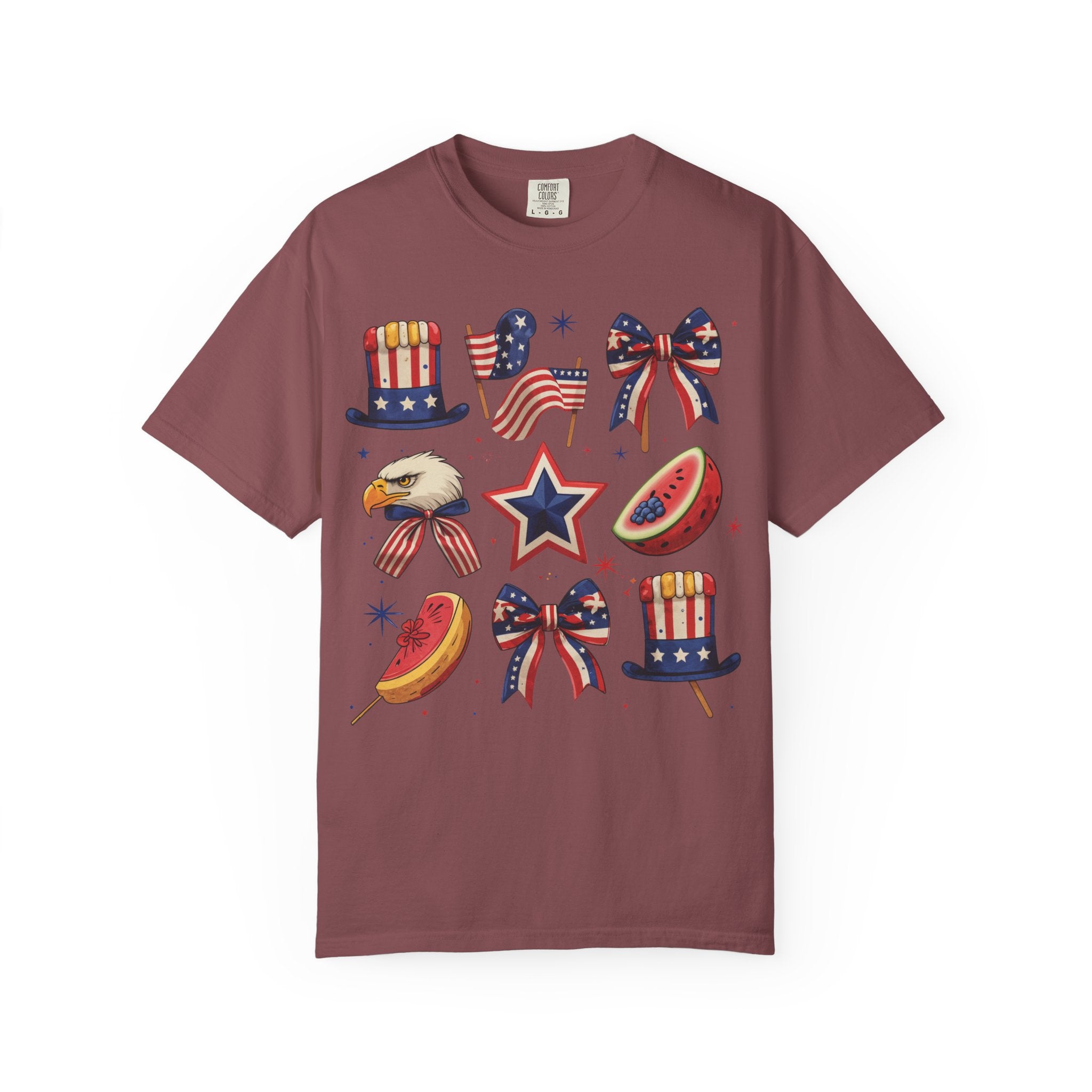 Patriotic Icons T-Shirt — 4th of July American Flag & Eagle Graphic