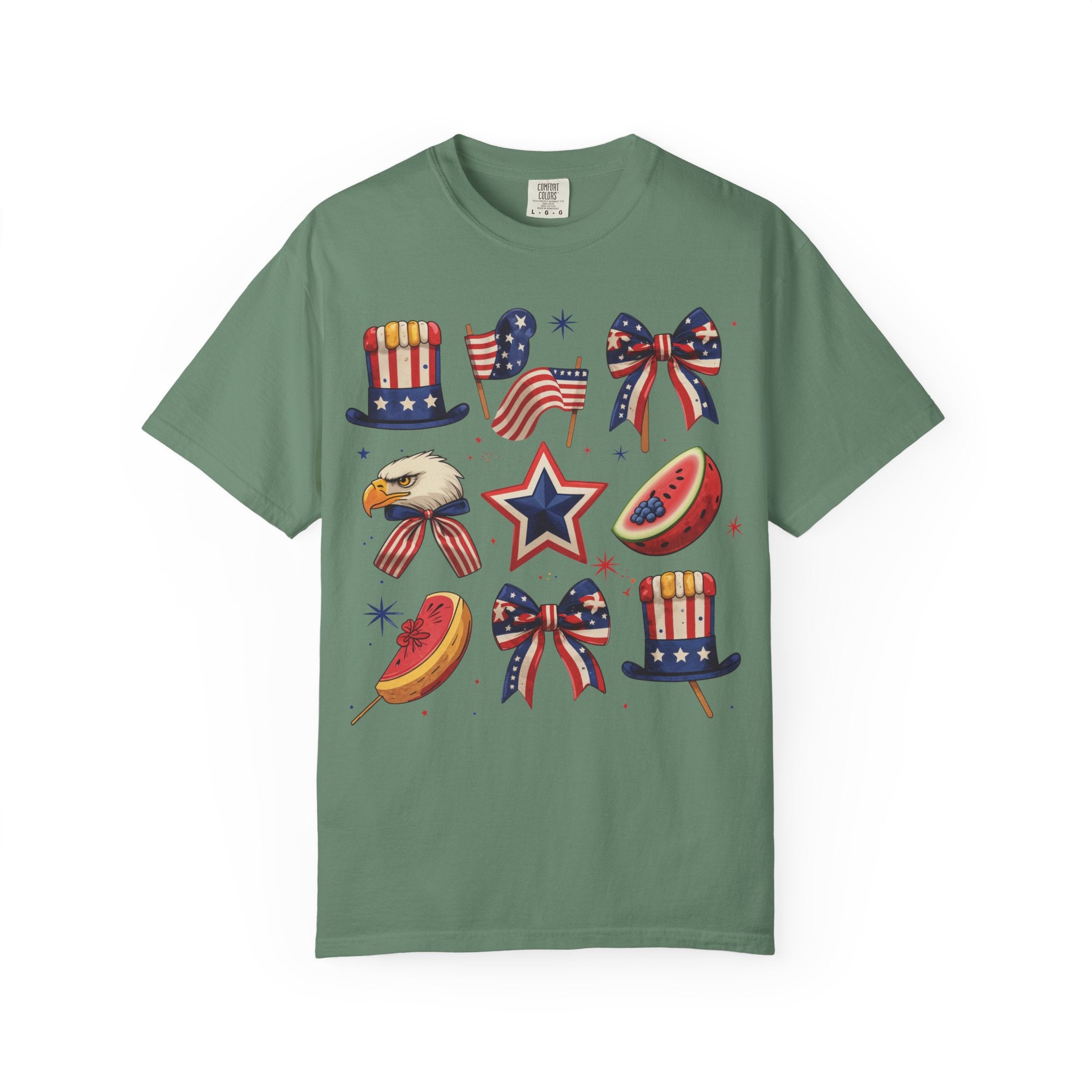 Patriotic Icons T-Shirt — 4th of July American Flag & Eagle Graphic