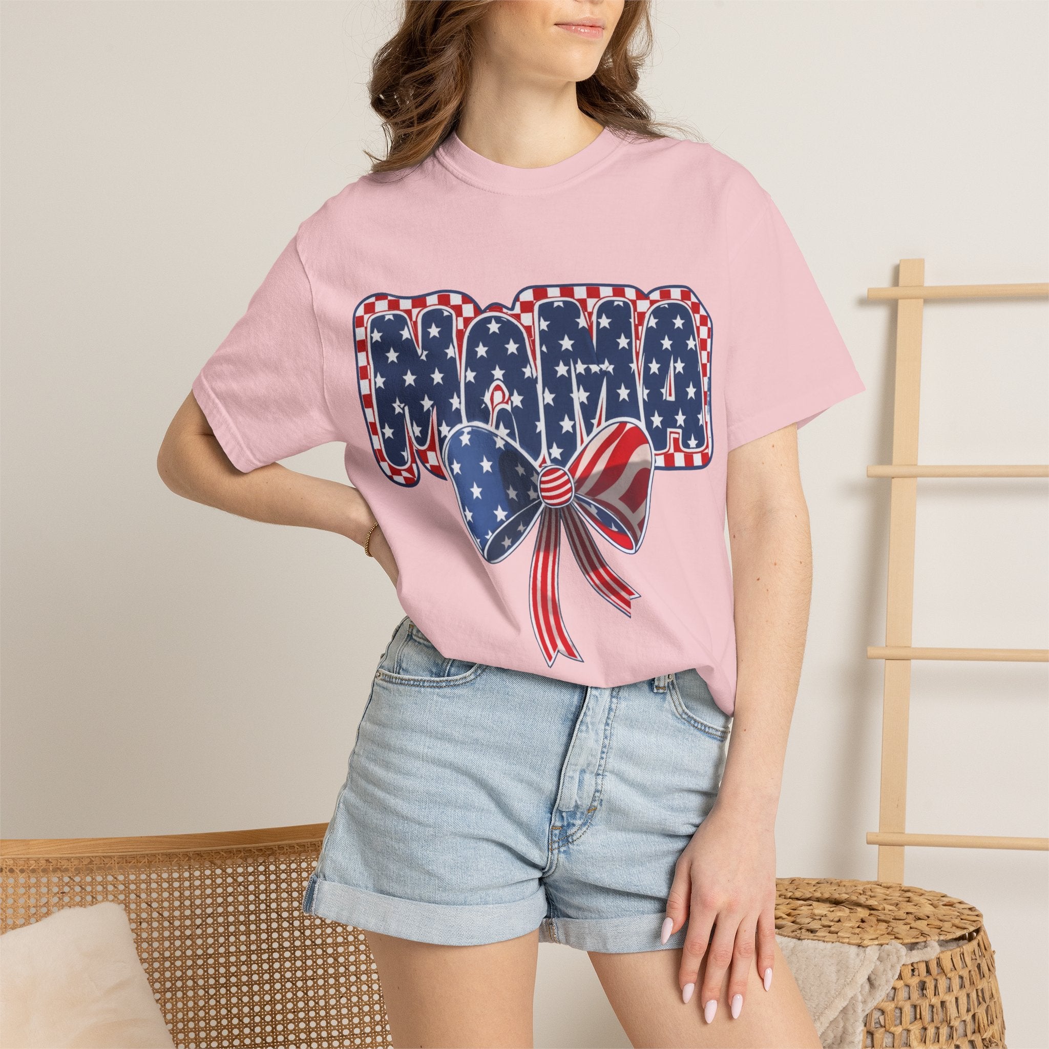Mama Patriotic T-Shirt — American Flag Bow 4th of July Tee