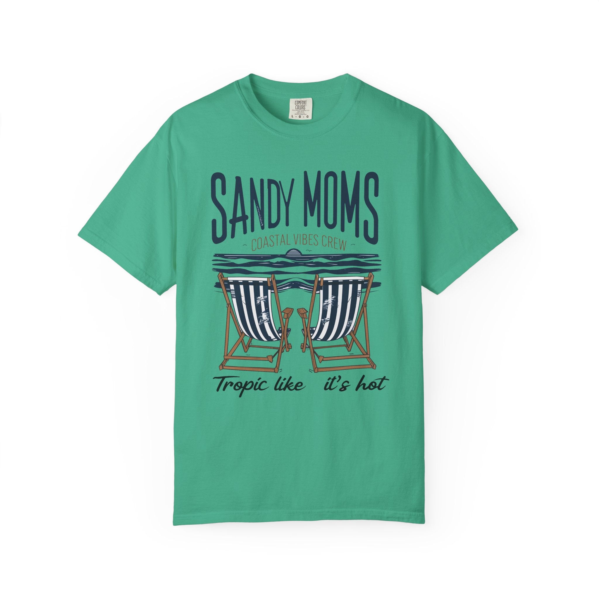 Sandy Moms Beach T-Shirt – Coastal Vibes, Deck Chair Graphic