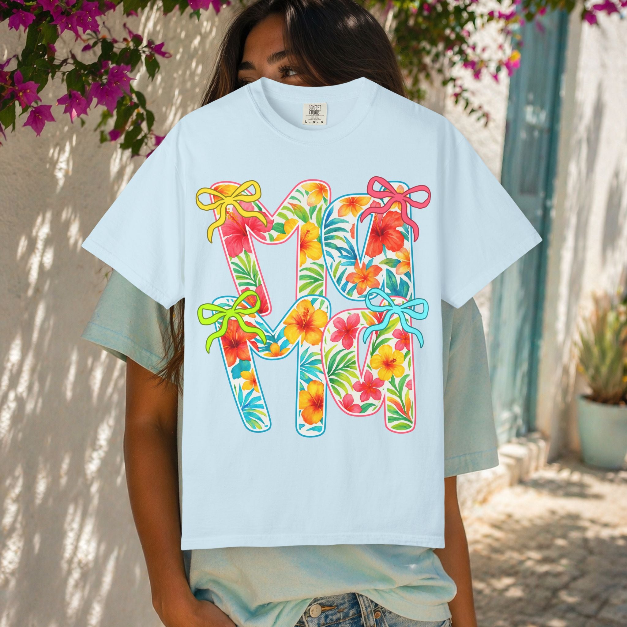 Floral Hawaiian M&M Graphic T-Shirt | Tropical Letterprint Tee