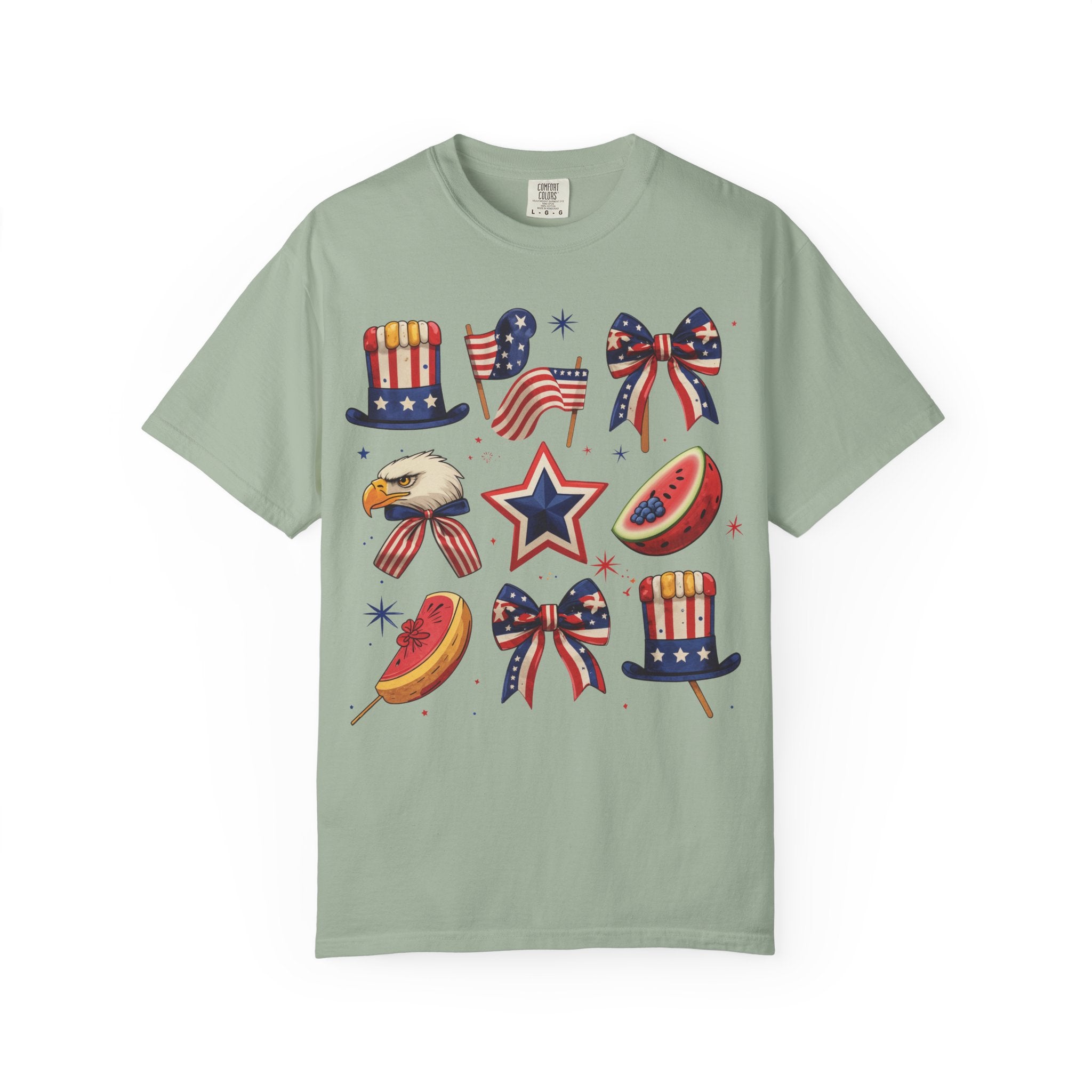 Patriotic Icons T-Shirt — 4th of July American Flag & Eagle Graphic