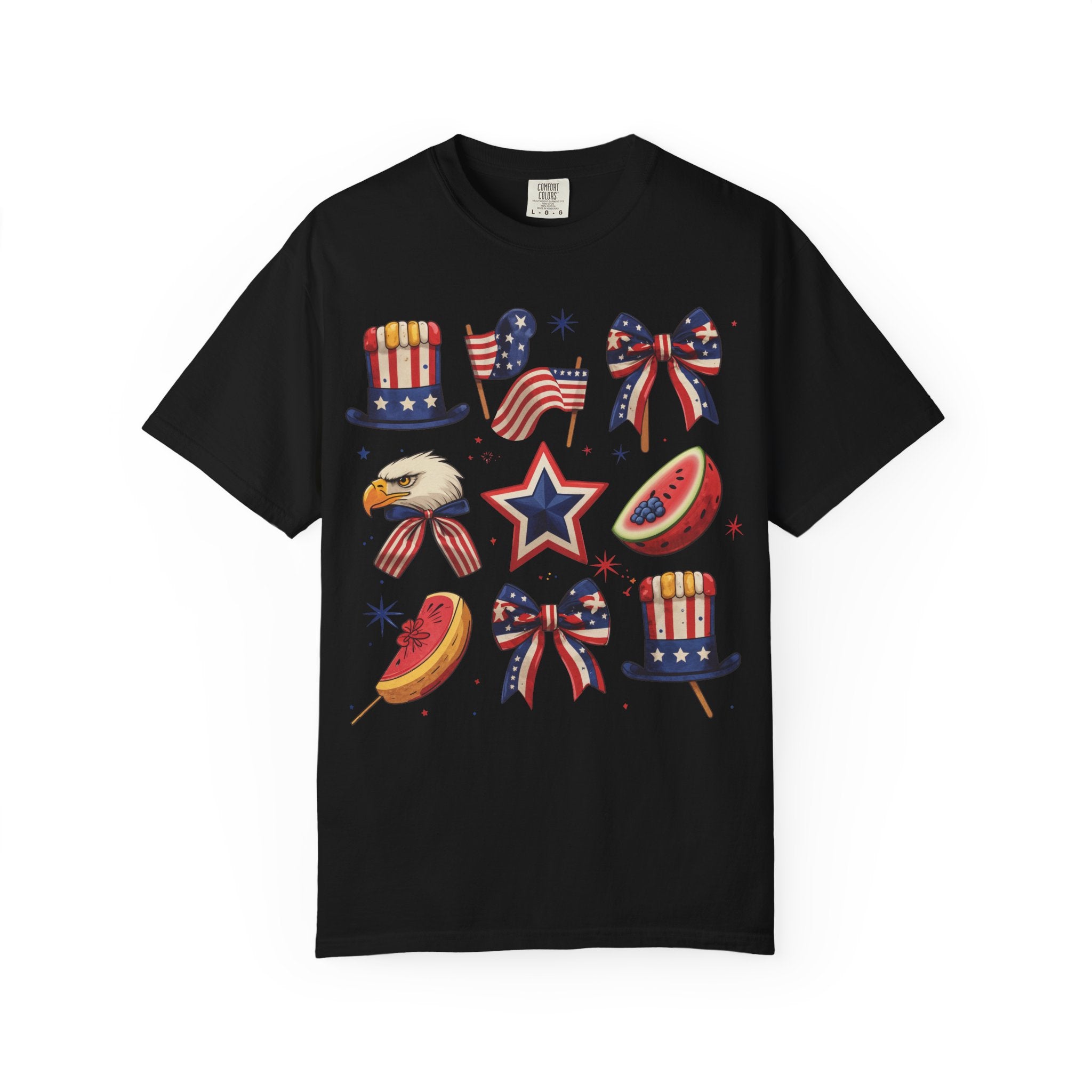 Patriotic Icons T-Shirt — 4th of July American Flag & Eagle Graphic