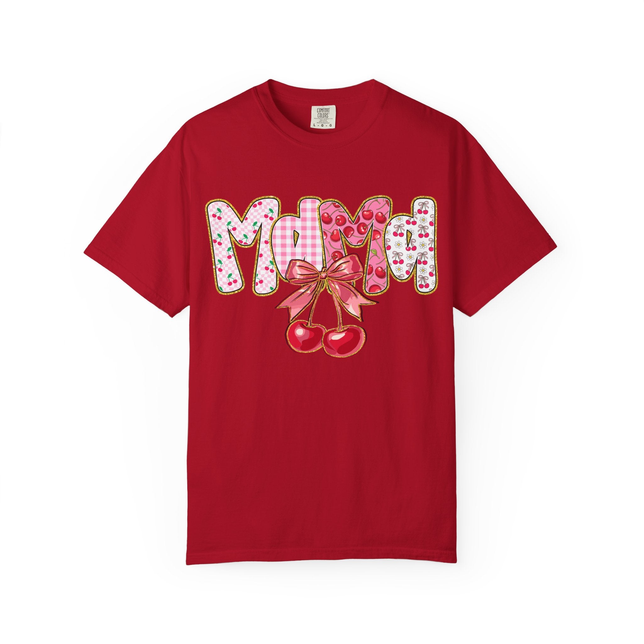 Mom Cherry Graphic T-Shirt — Cute Retro Cherry Bow Mother's Day Tee