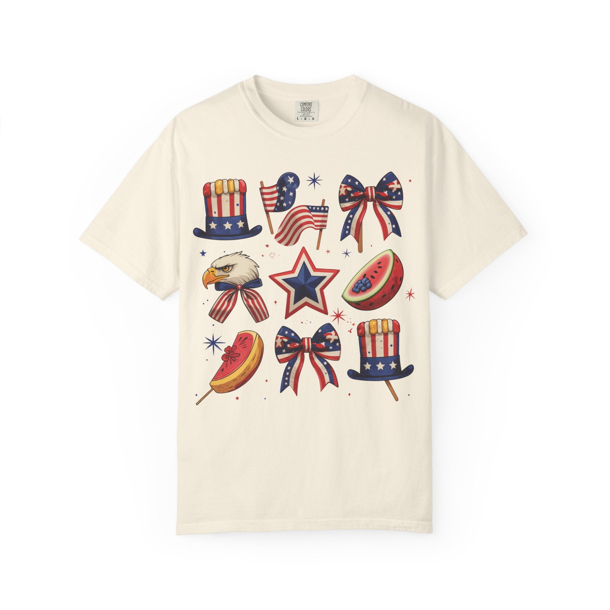 Patriotic Icons T-Shirt — 4th of July American Flag & Eagle Graphic