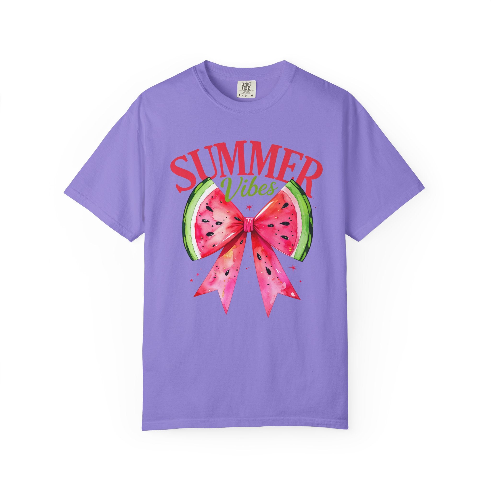 Summer Vibes Watermelon Bow T-Shirt | Tropical Fruit Graphic