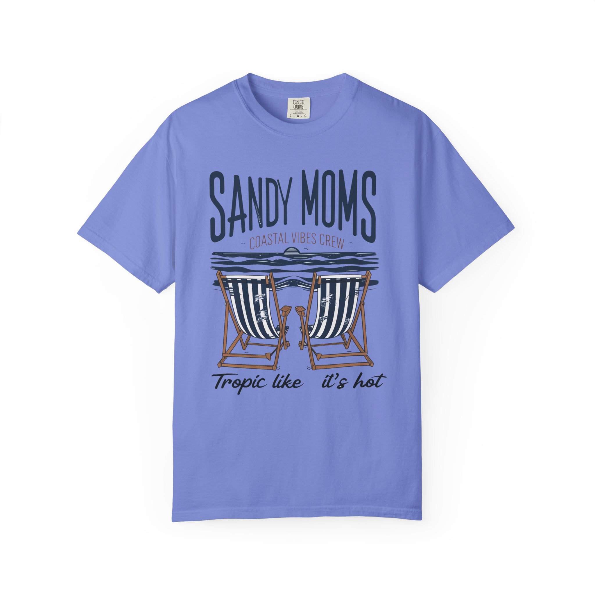 Sandy Moms Beach T-Shirt – Coastal Vibes, Deck Chair Graphic