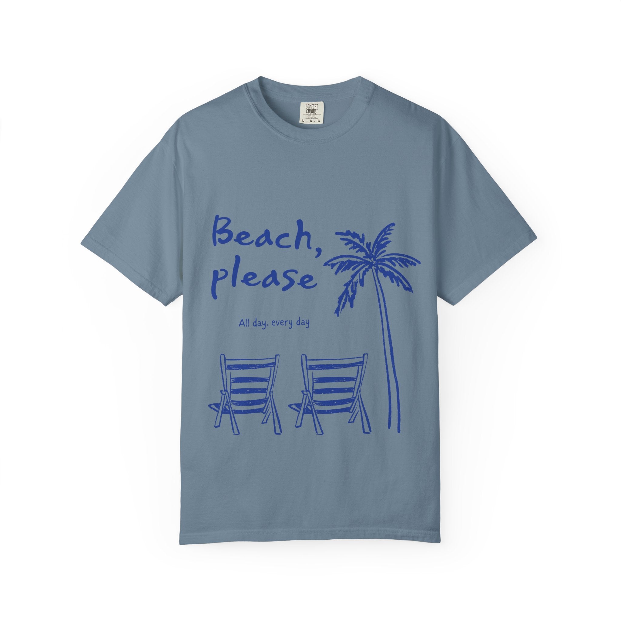 Beach Please T-Shirt — Palm Trees & Chairs Summer Tee