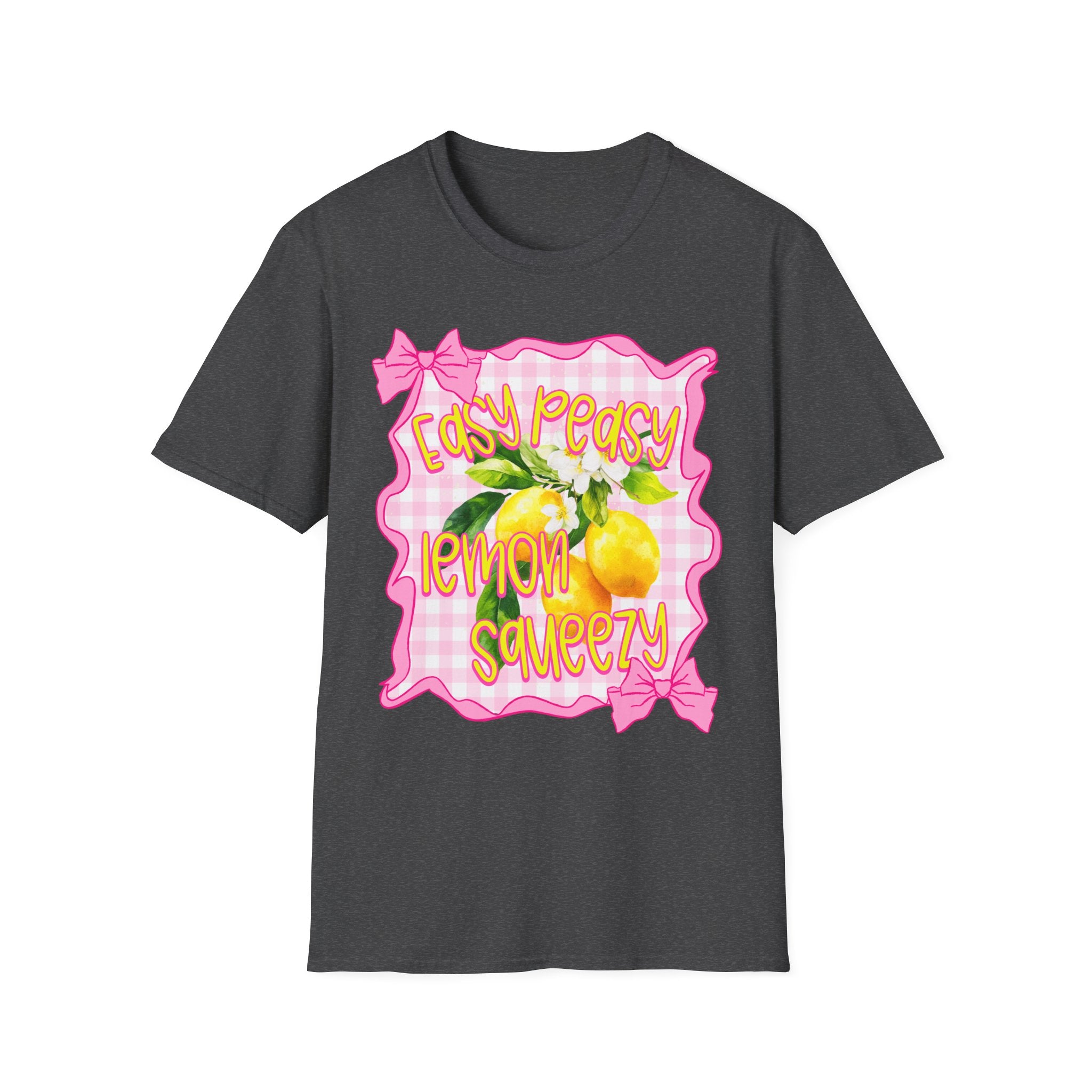 Easy Peasy Lemon Squeezy T-Shirt | Lemon Graphic, Pink Bow Frame