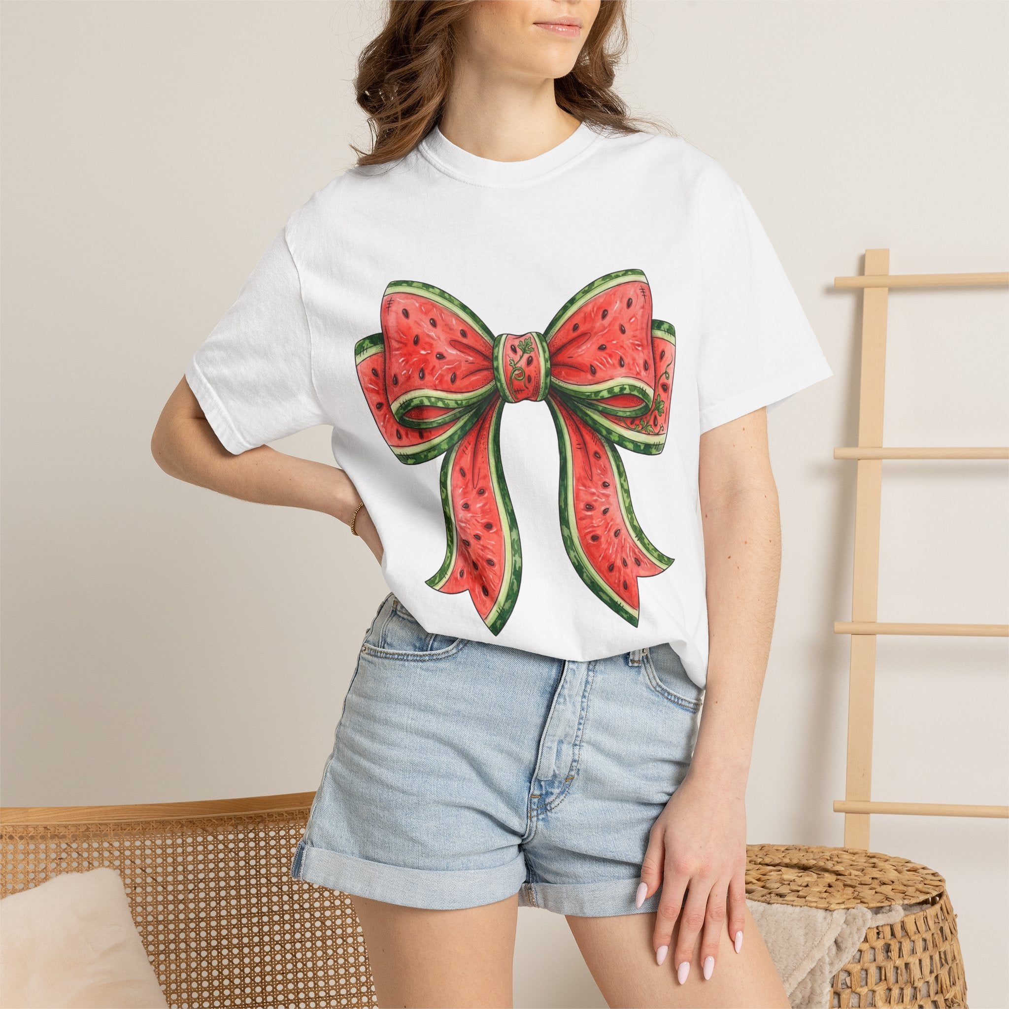 Watermelon Bow T-Shirt | Summer Fruit Graphic