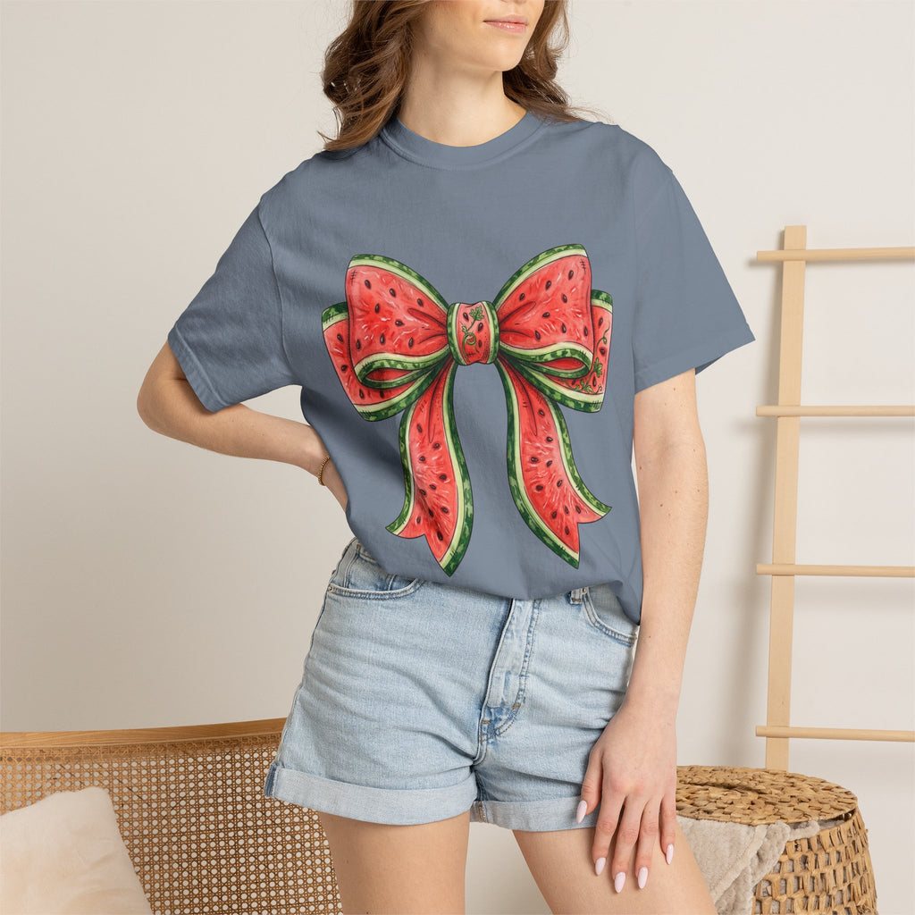 Watermelon Bow T-Shirt | Summer Fruit Graphic