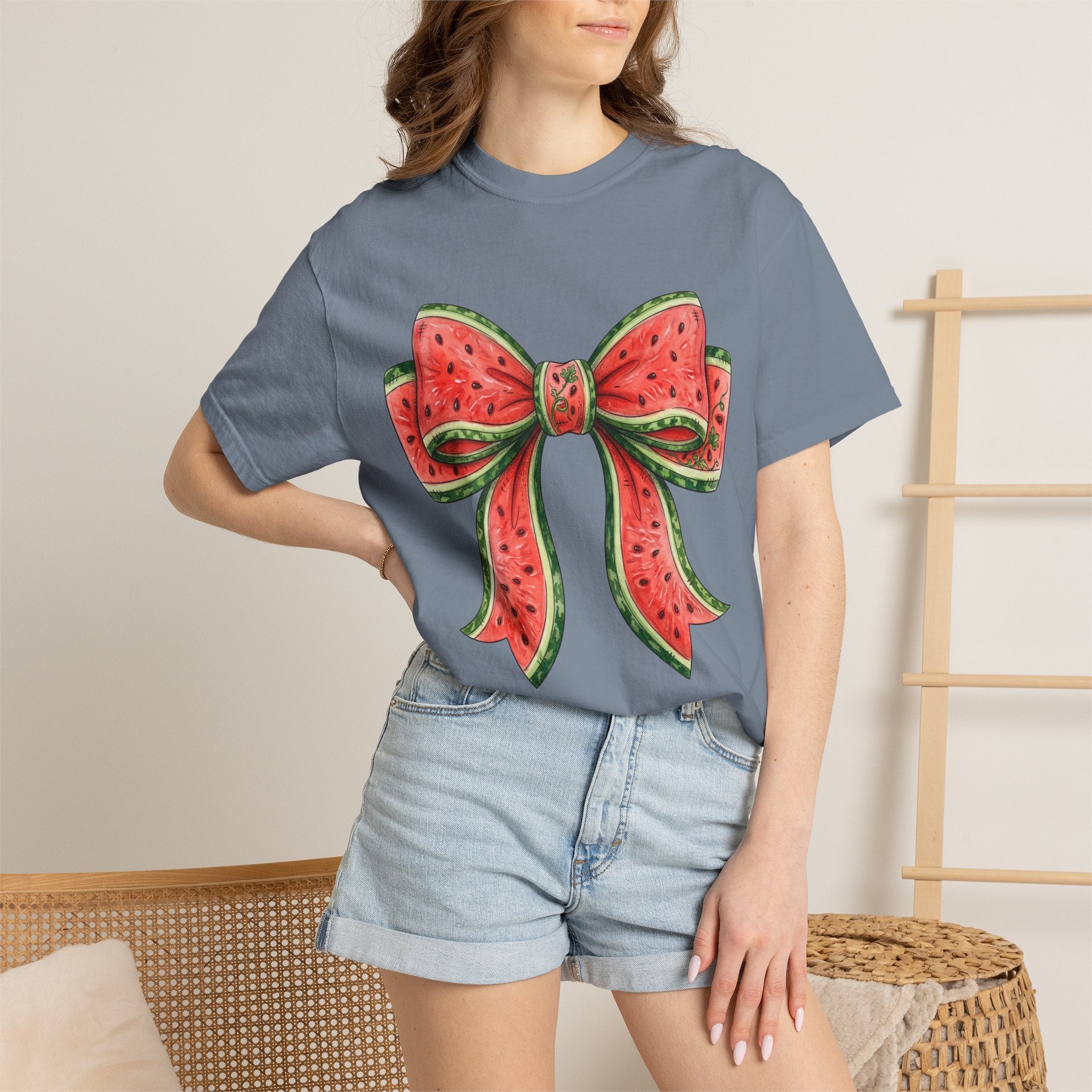 Watermelon Bow T-Shirt | Summer Fruit Graphic