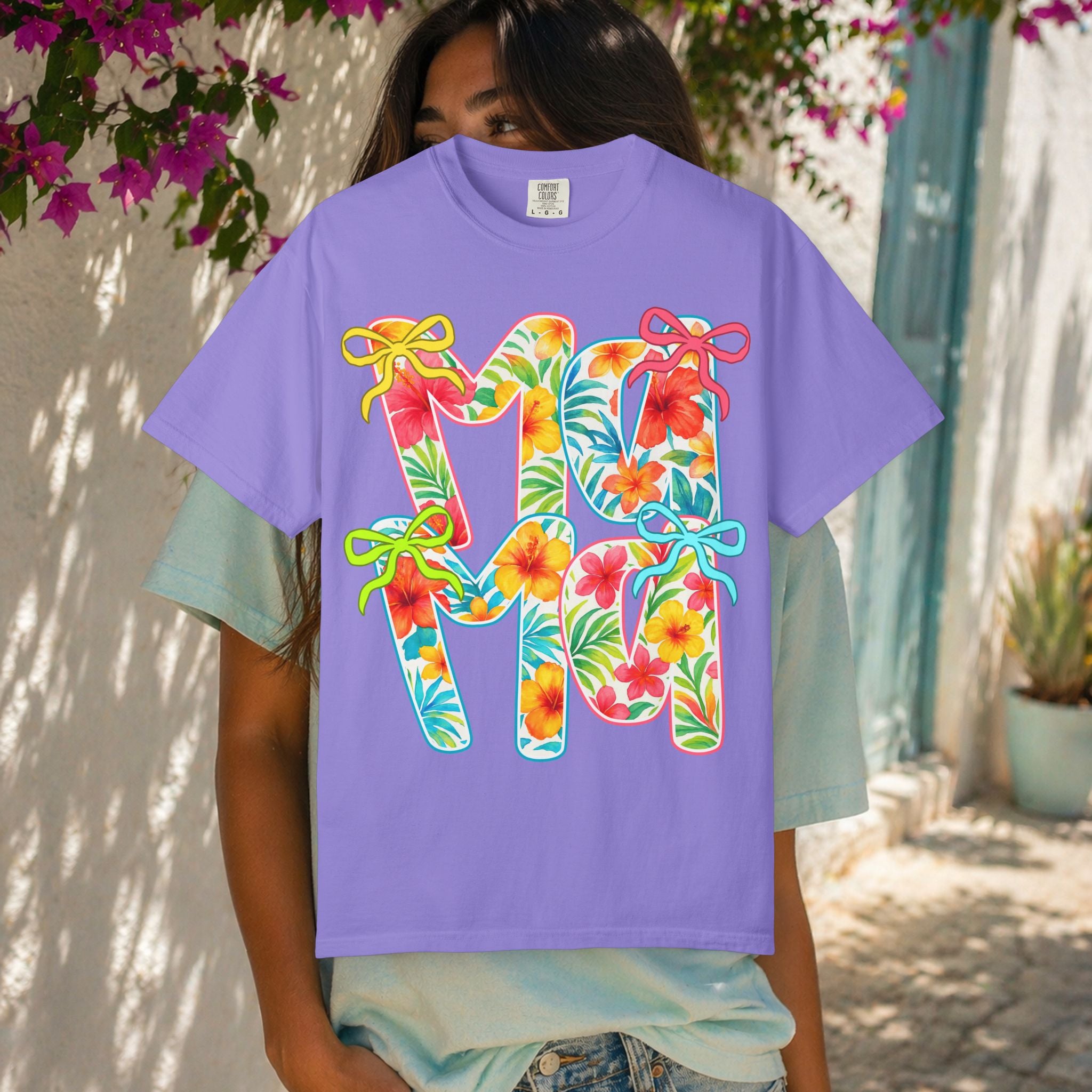 Floral Hawaiian M&M Graphic T-Shirt | Tropical Letterprint Tee