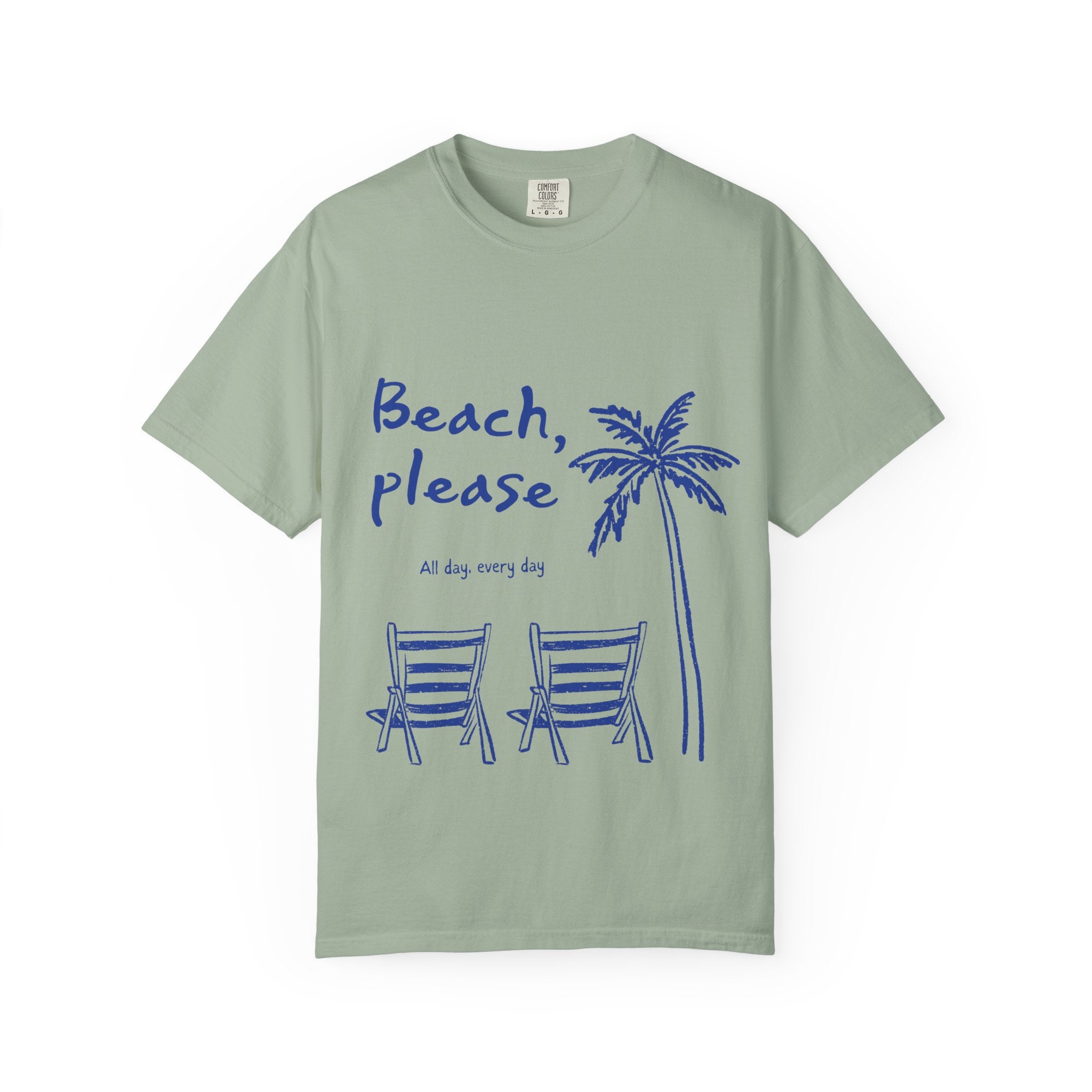 Beach Please T-Shirt — Palm Trees & Chairs Summer Tee