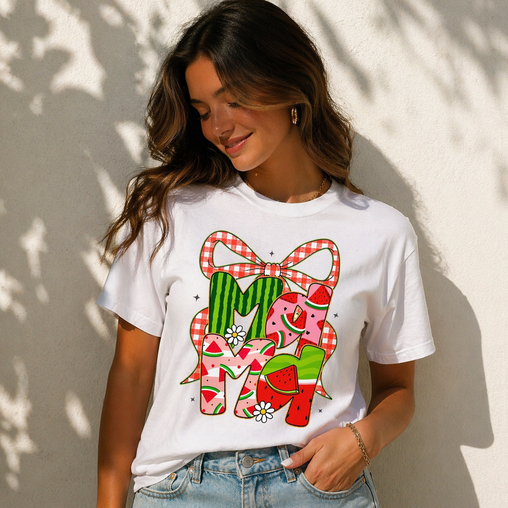 Watermelon Monogram M Initial T-Shirt | Summer Fruit Graphic Tee