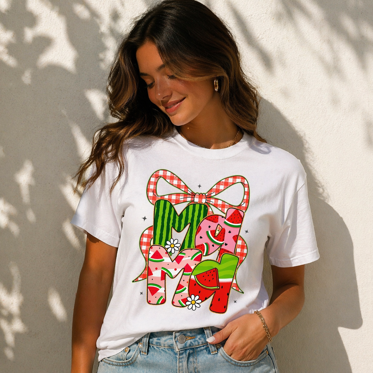 Watermelon Monogram M Initial T-Shirt | Summer Fruit Graphic Tee