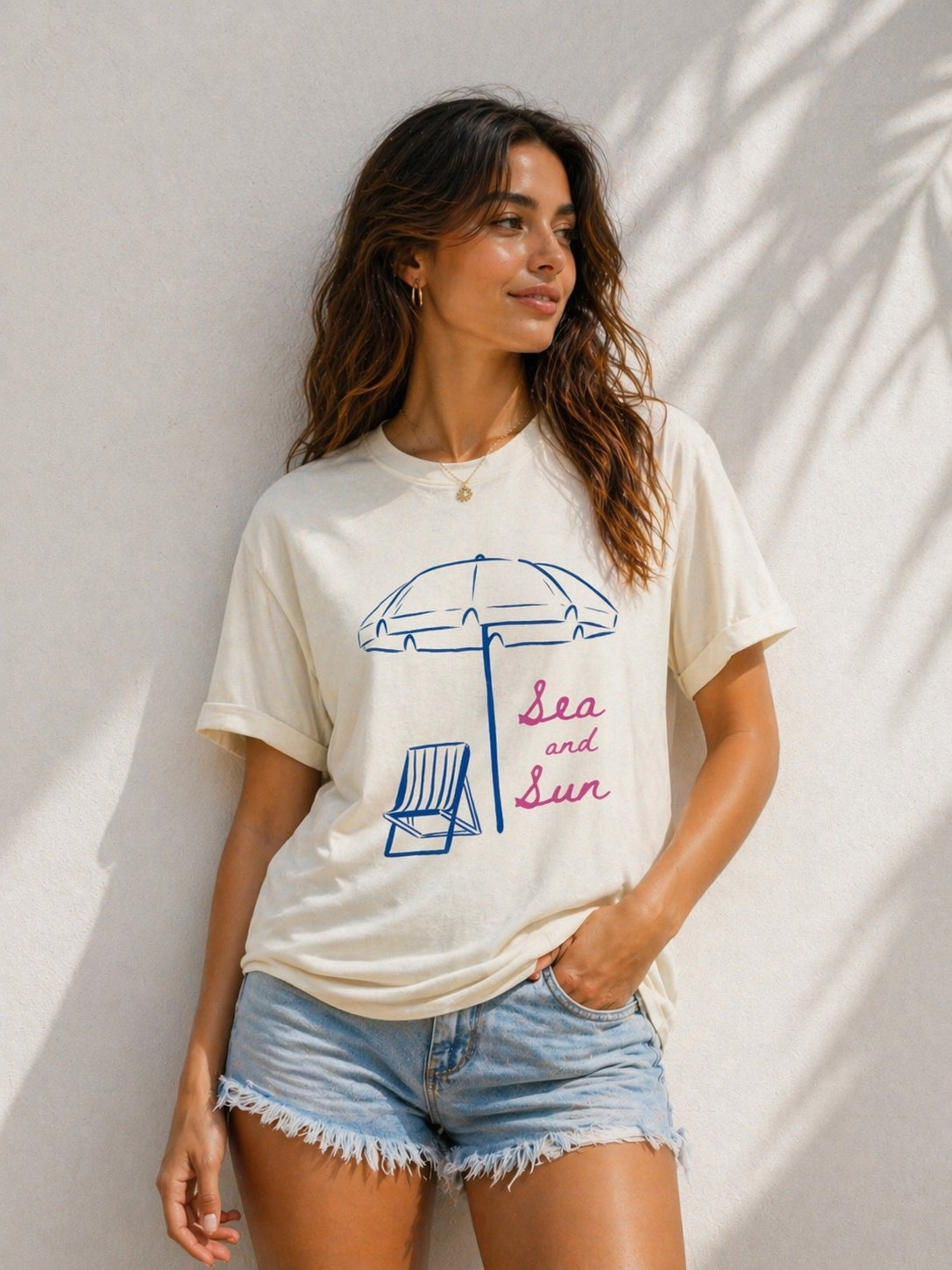 Sea and Sun T-Shirt — Beach Umbrella & Chair Graphic Tee