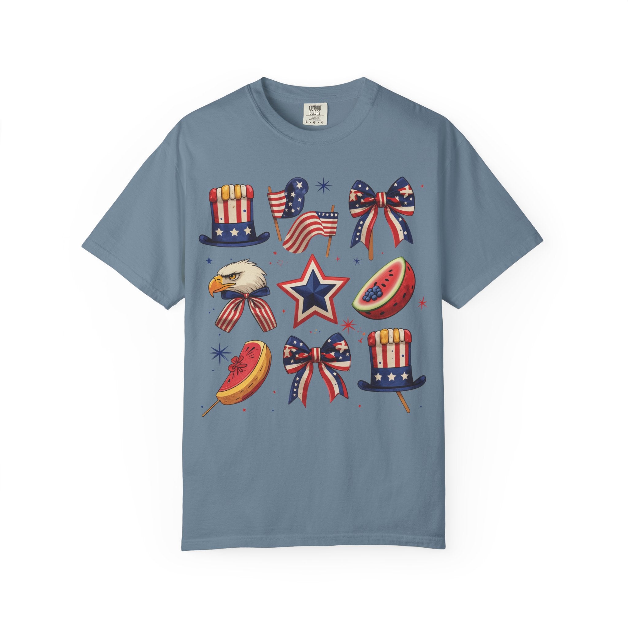 Patriotic Icons T-Shirt — 4th of July American Flag & Eagle Graphic