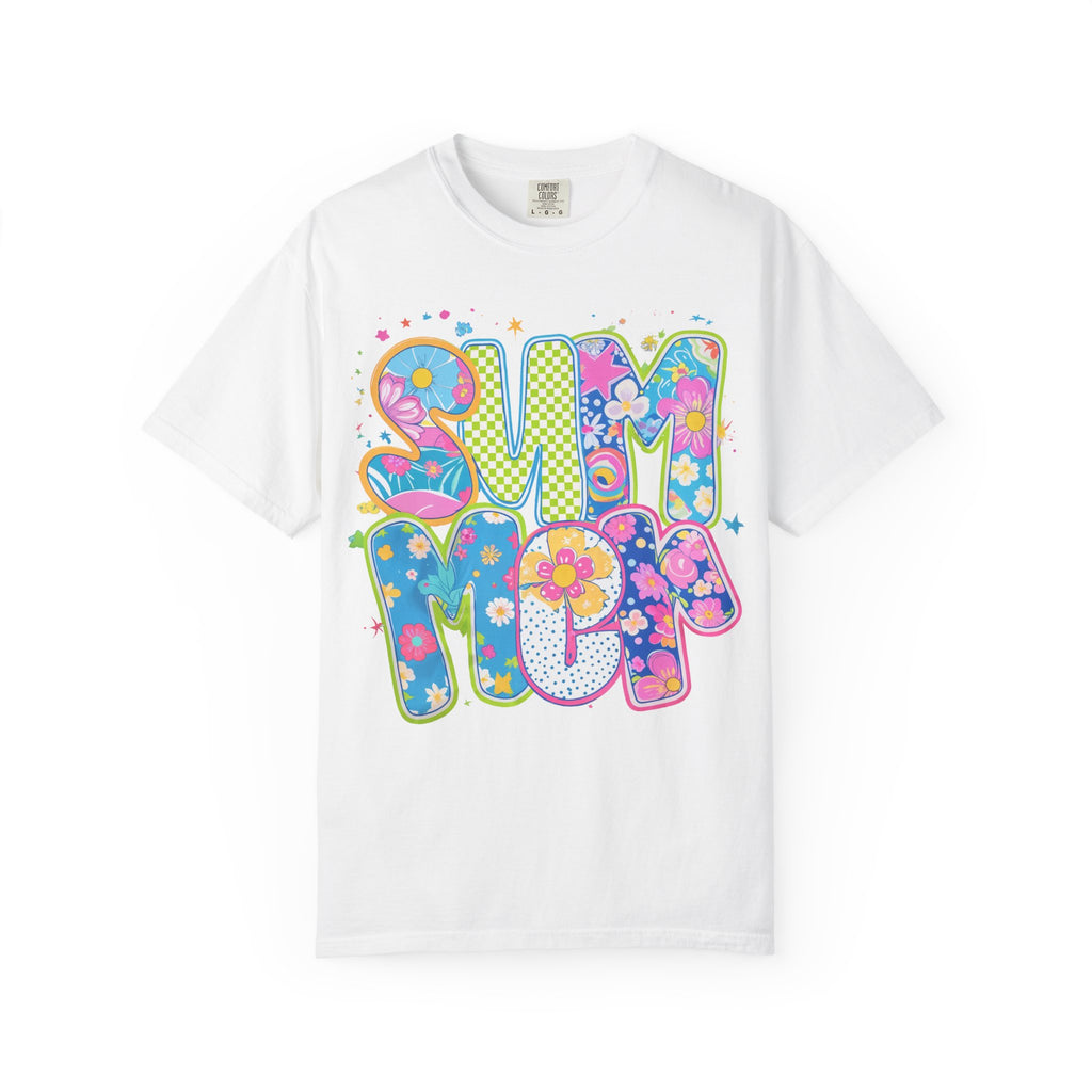 70s Retro 'Summer' Psychedelic Text T-Shirt | Flower Power, Bright Colors