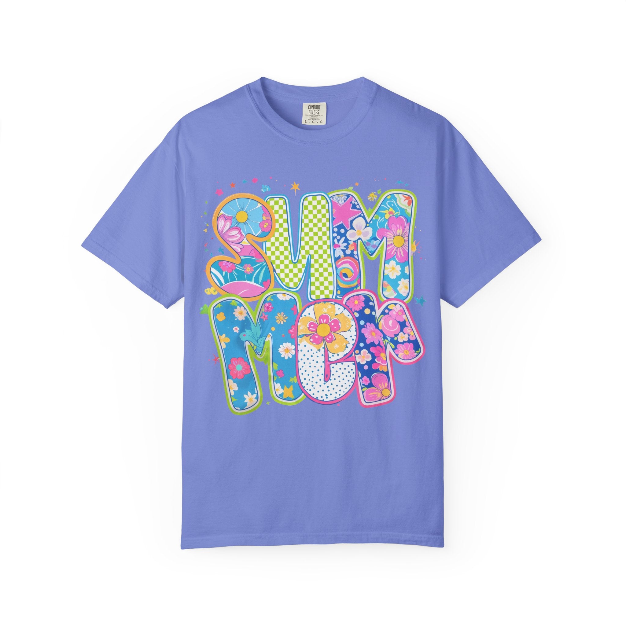 70s Retro 'Summer' Psychedelic Text T-Shirt | Flower Power, Bright Colors
