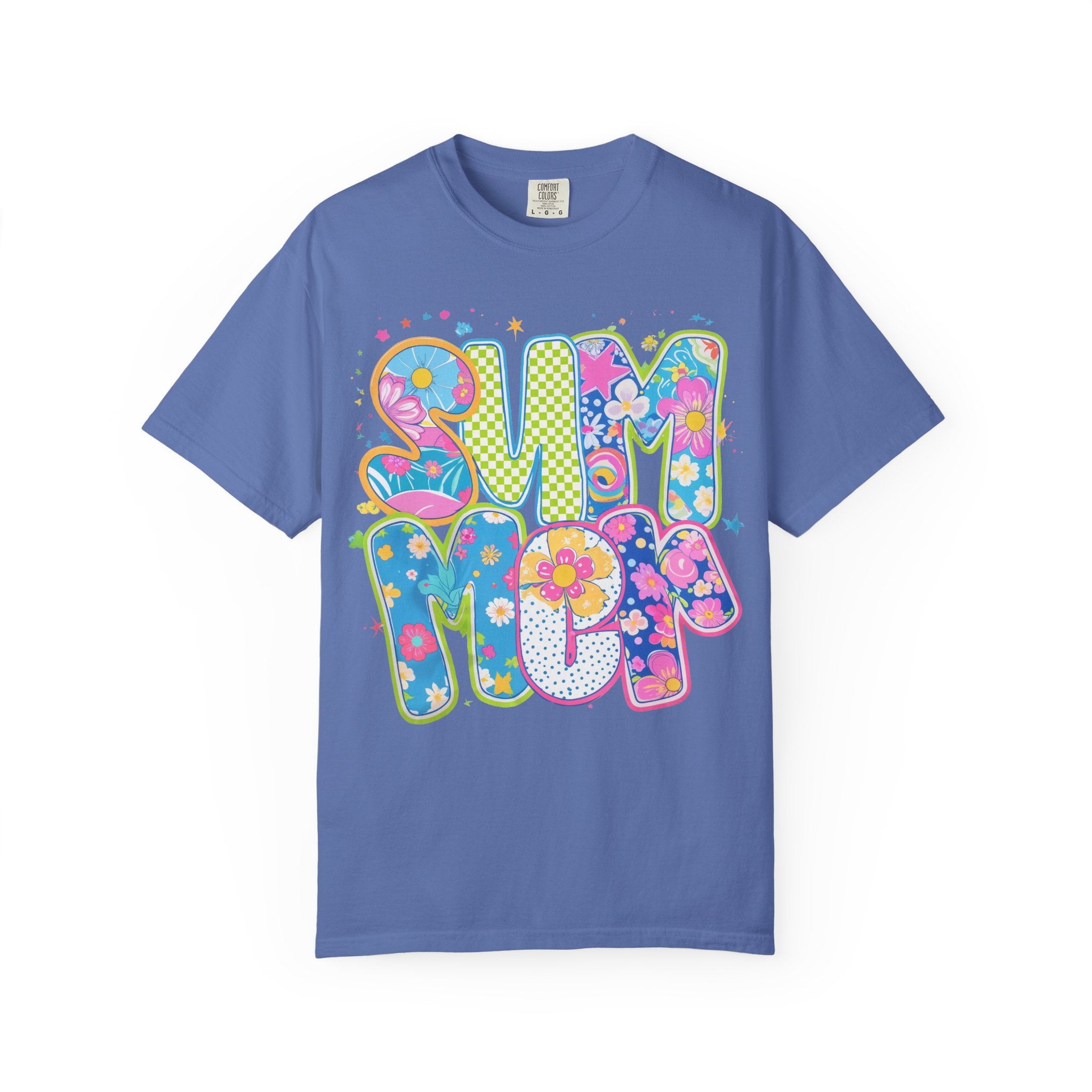 70s Retro 'Summer' Psychedelic Text T-Shirt | Flower Power, Bright Colors