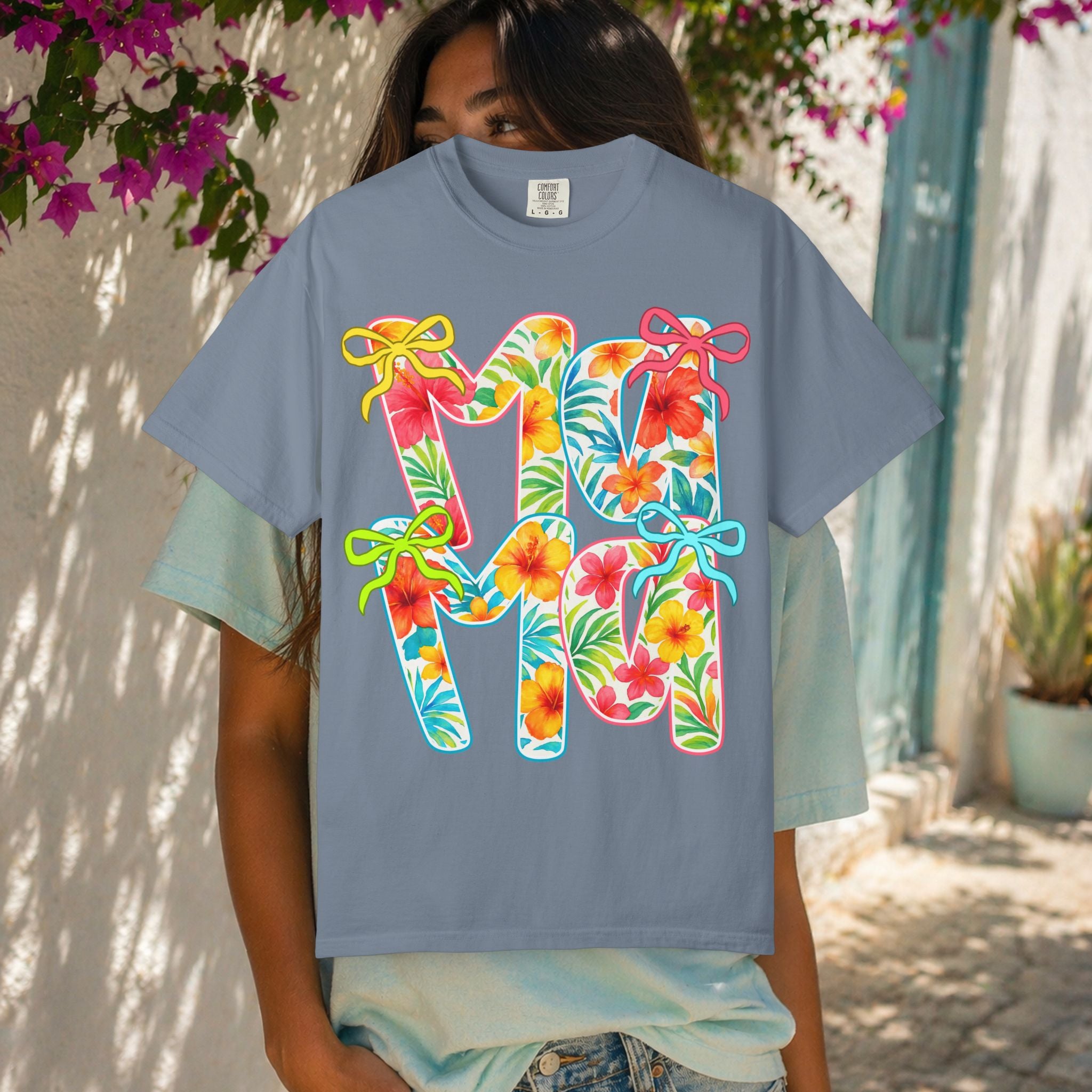 Floral Hawaiian M&M Graphic T-Shirt | Tropical Letterprint Tee