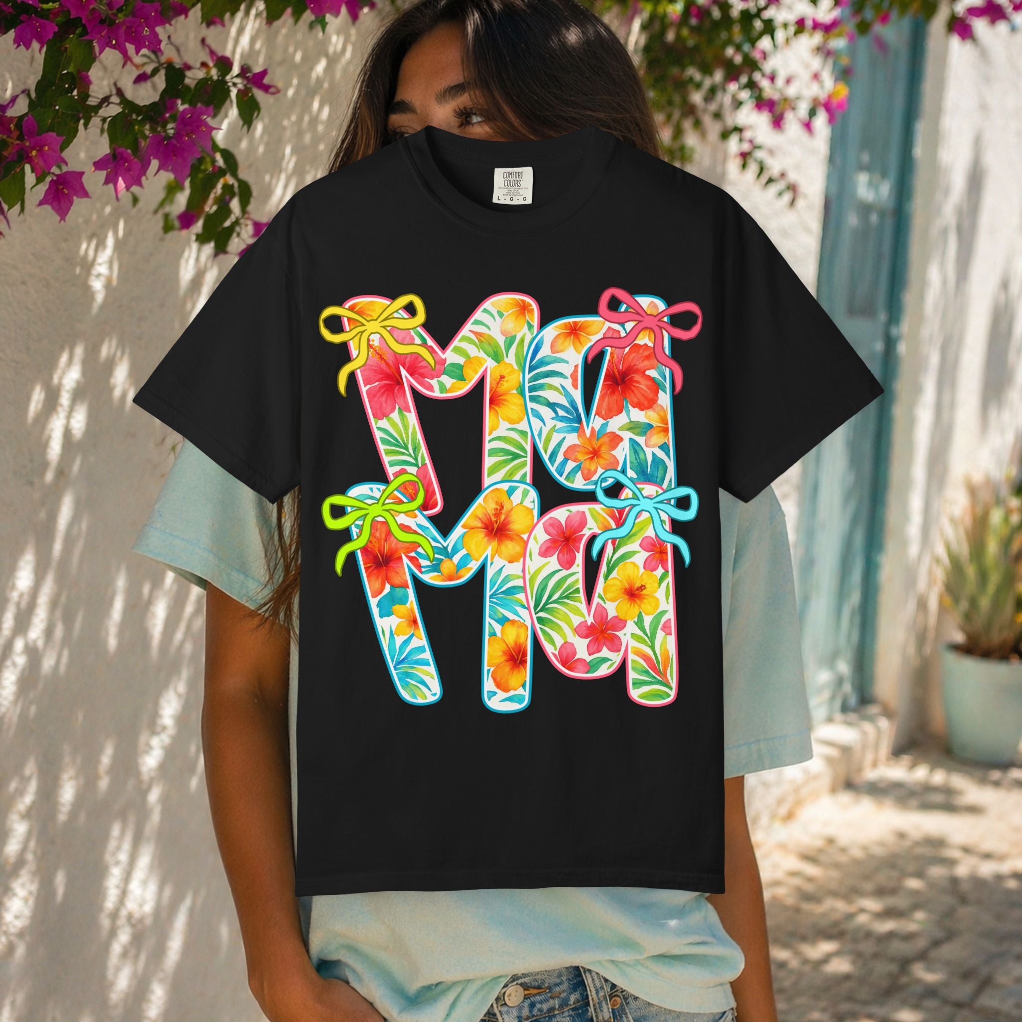 Floral Hawaiian M&M Graphic T-Shirt | Tropical Letterprint Tee