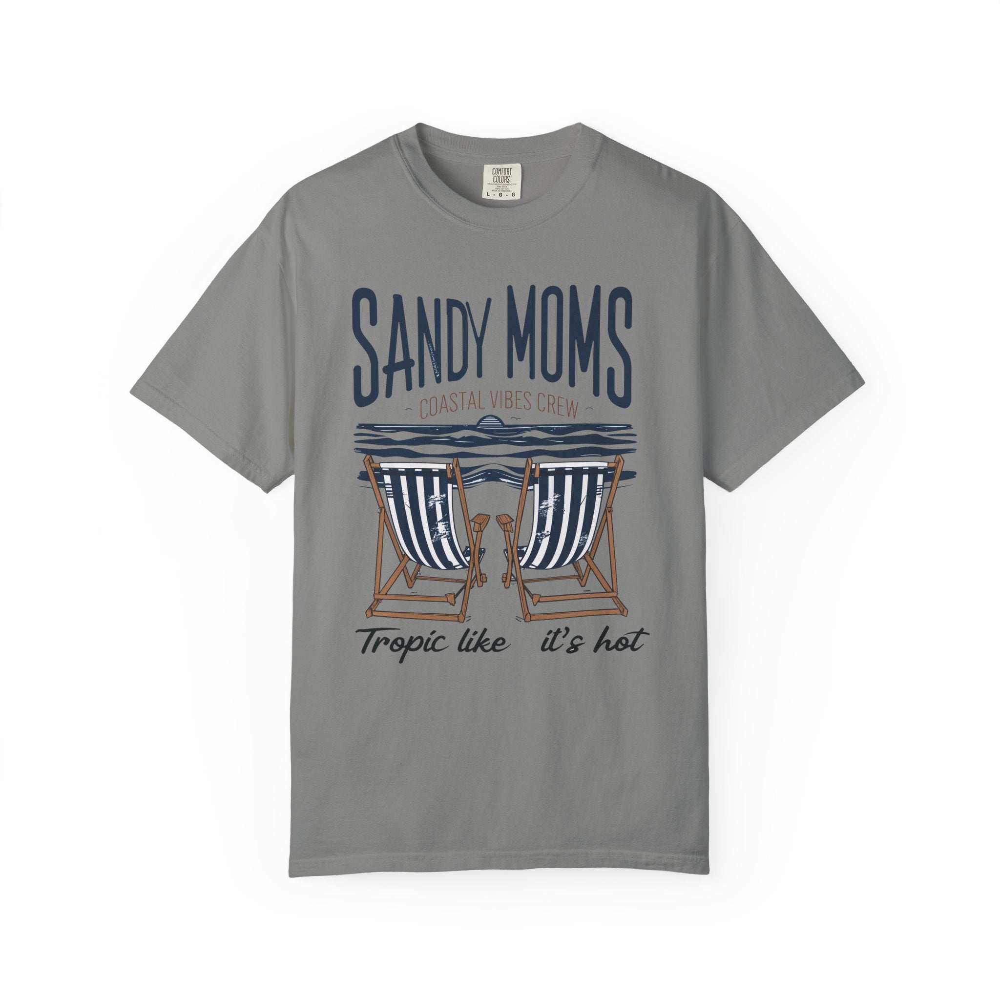 Sandy Moms Beach T-Shirt – Coastal Vibes, Deck Chair Graphic