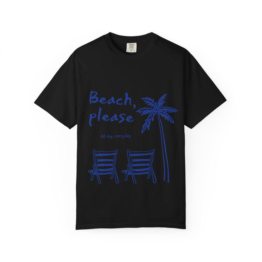 Beach Please T-Shirt — Palm Trees & Chairs Summer Tee