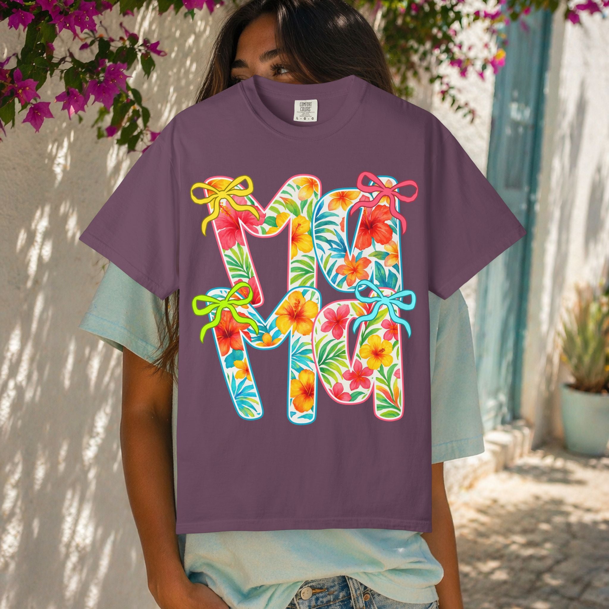 Floral Hawaiian M&M Graphic T-Shirt | Tropical Letterprint Tee