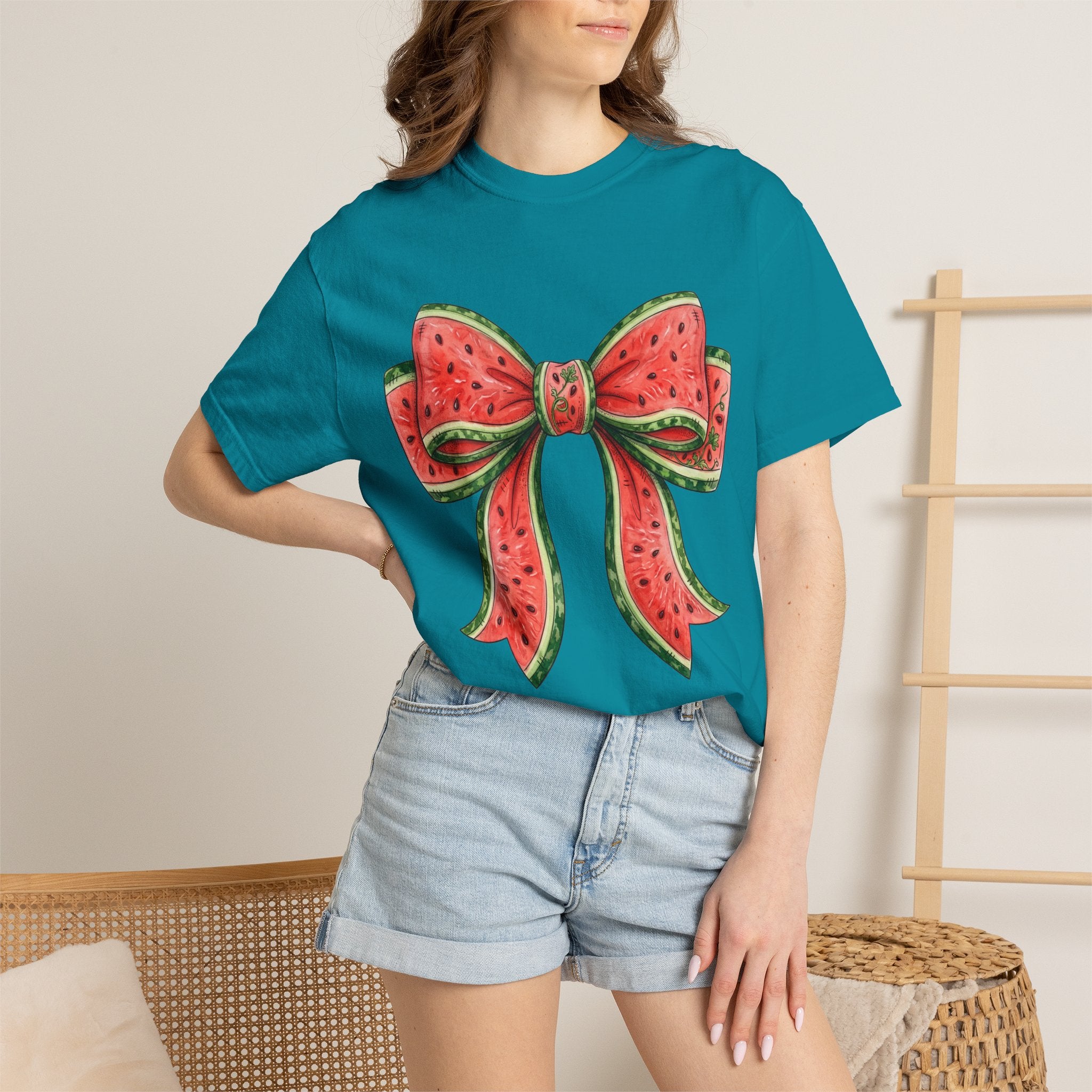 Watermelon Bow T-Shirt | Summer Fruit Graphic