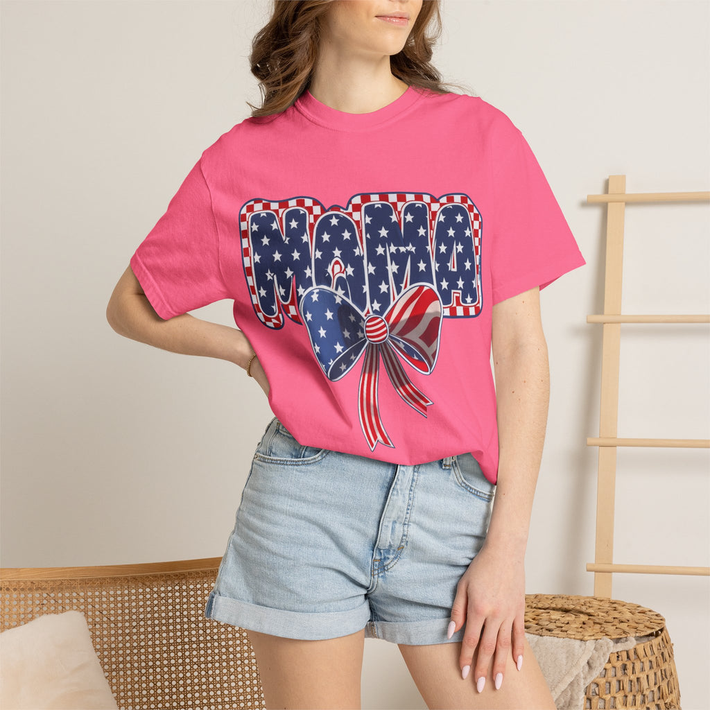 Mama Patriotic T-Shirt — American Flag Bow 4th of July Tee