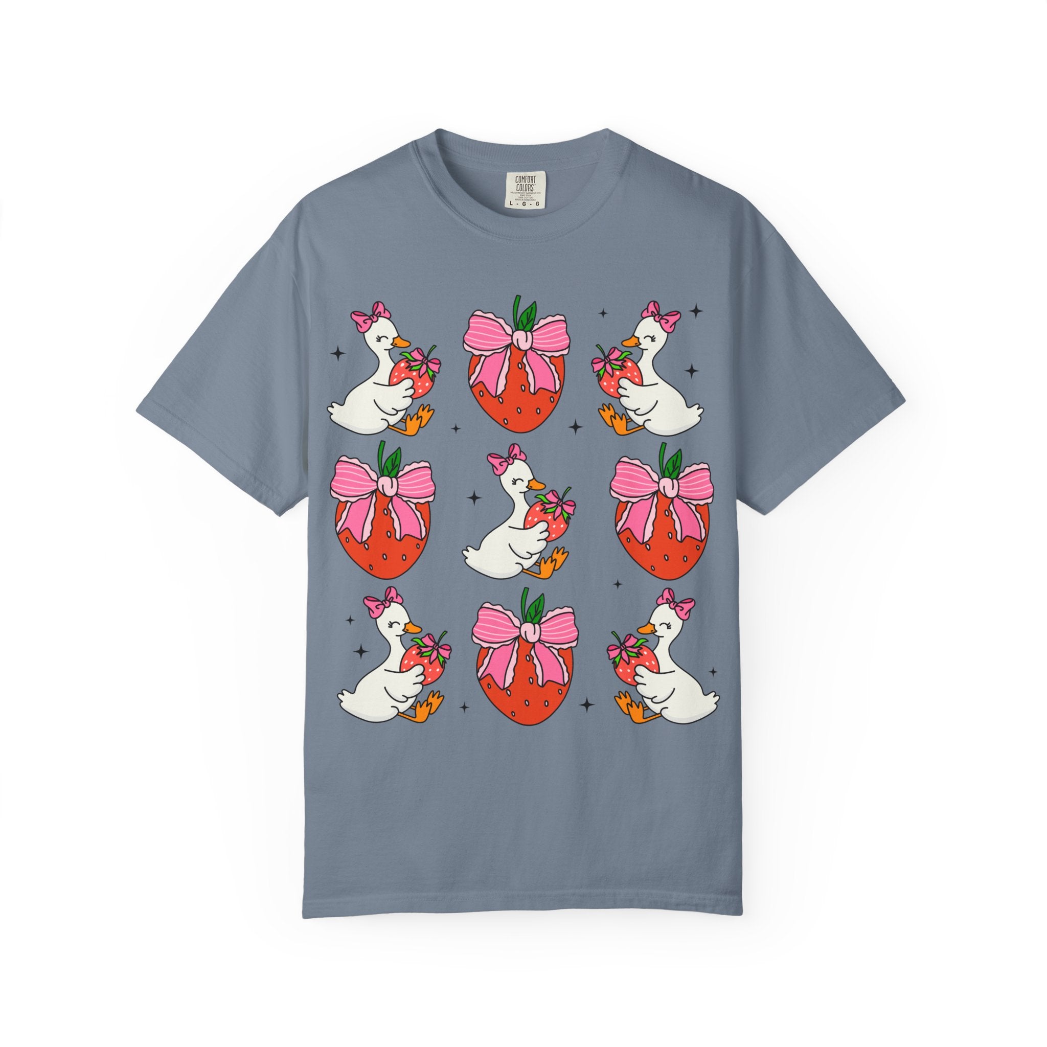 Strawberry Bow Ducks T-Shirt | Cute Strawberry Pattern Tee