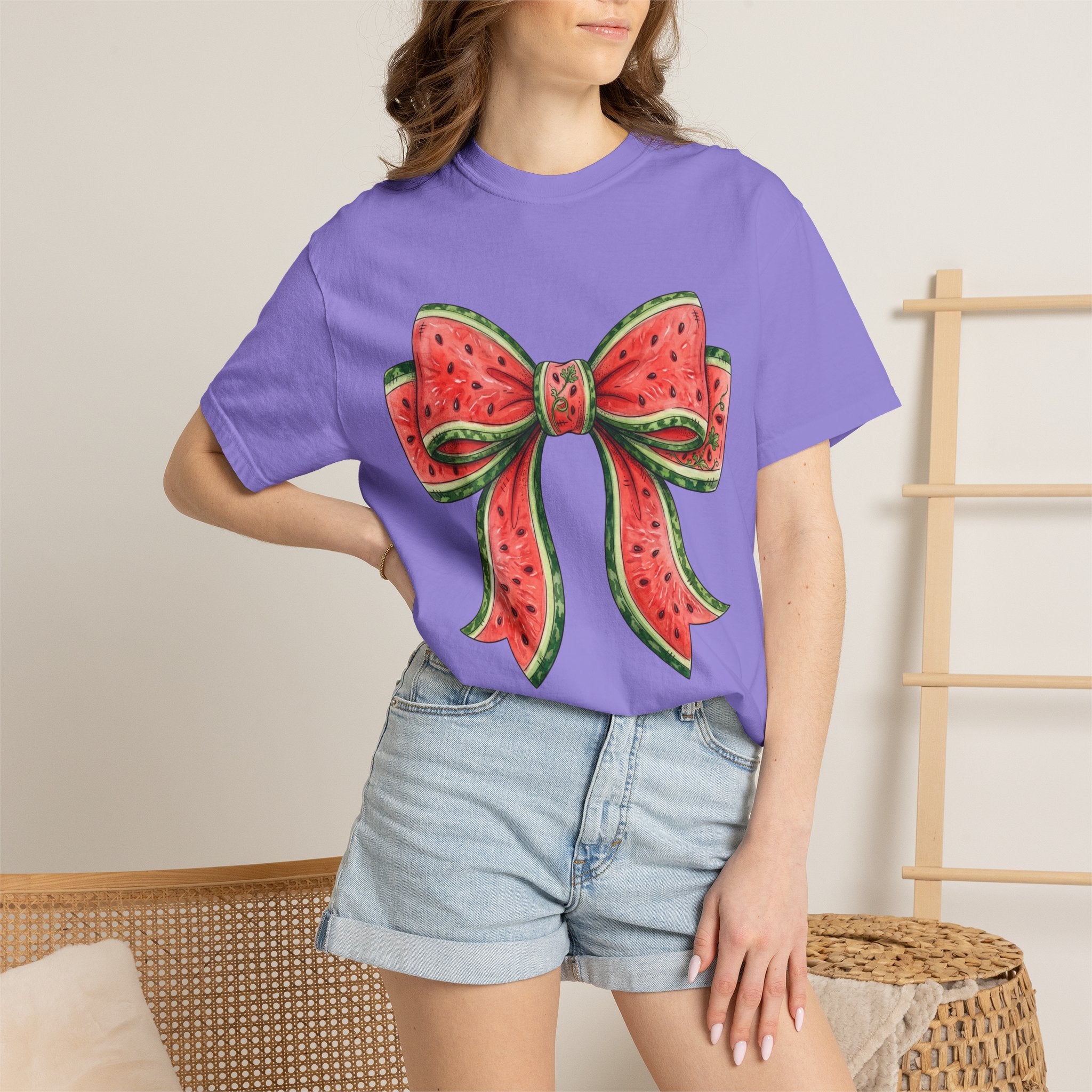 Watermelon Bow T-Shirt | Summer Fruit Graphic