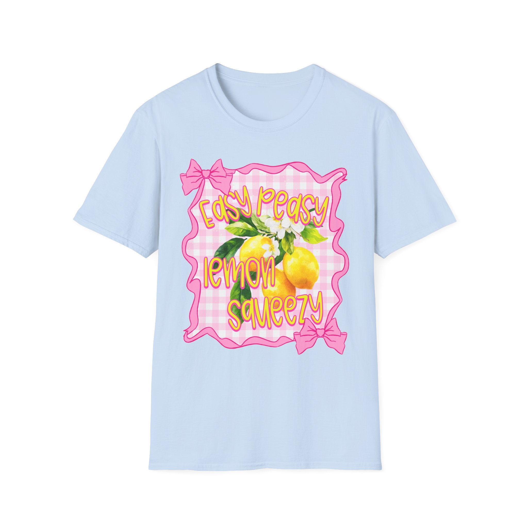 Easy Peasy Lemon Squeezy T-Shirt | Lemon Graphic, Pink Bow Frame