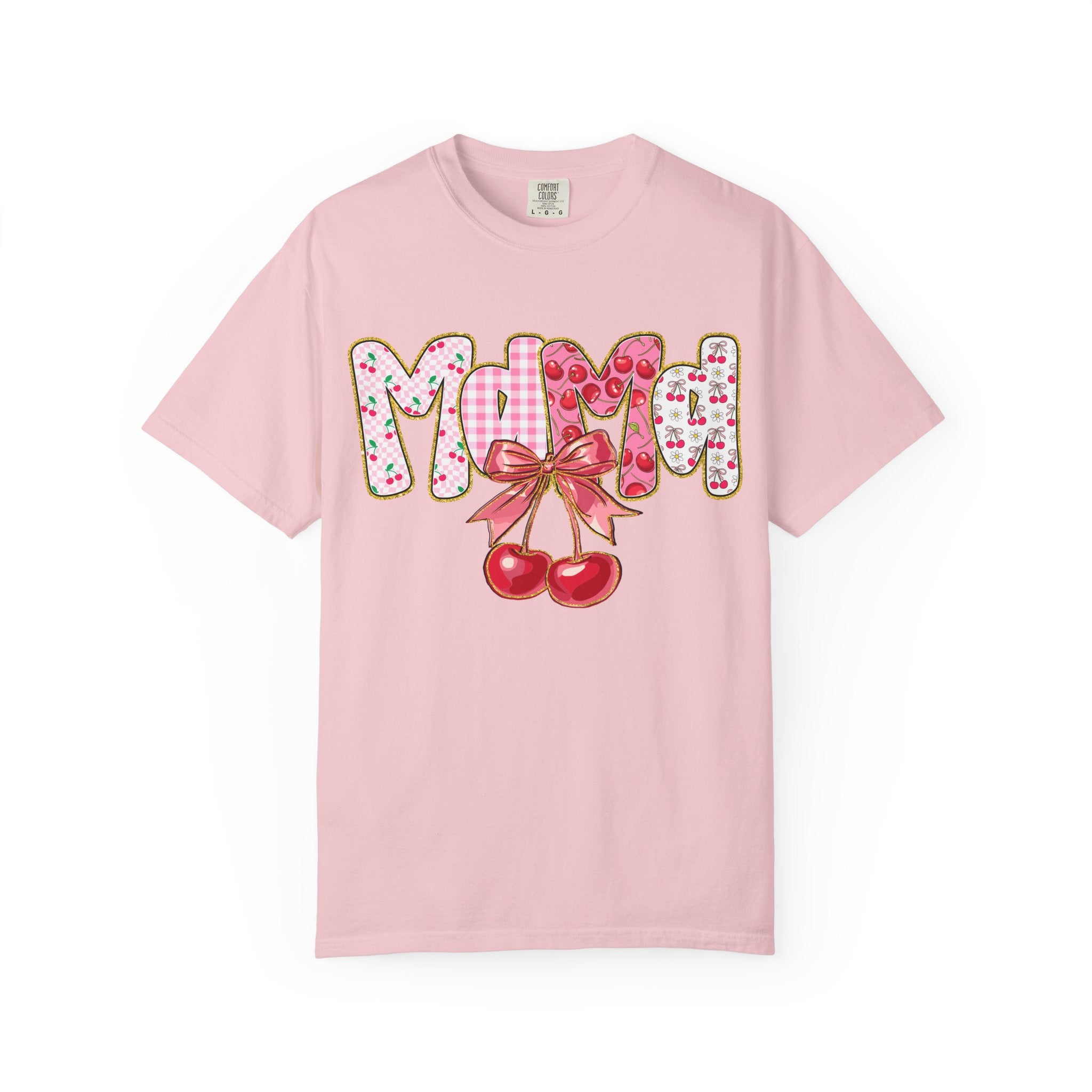 Mom Cherry Graphic T-Shirt — Cute Retro Cherry Bow Mother's Day Tee