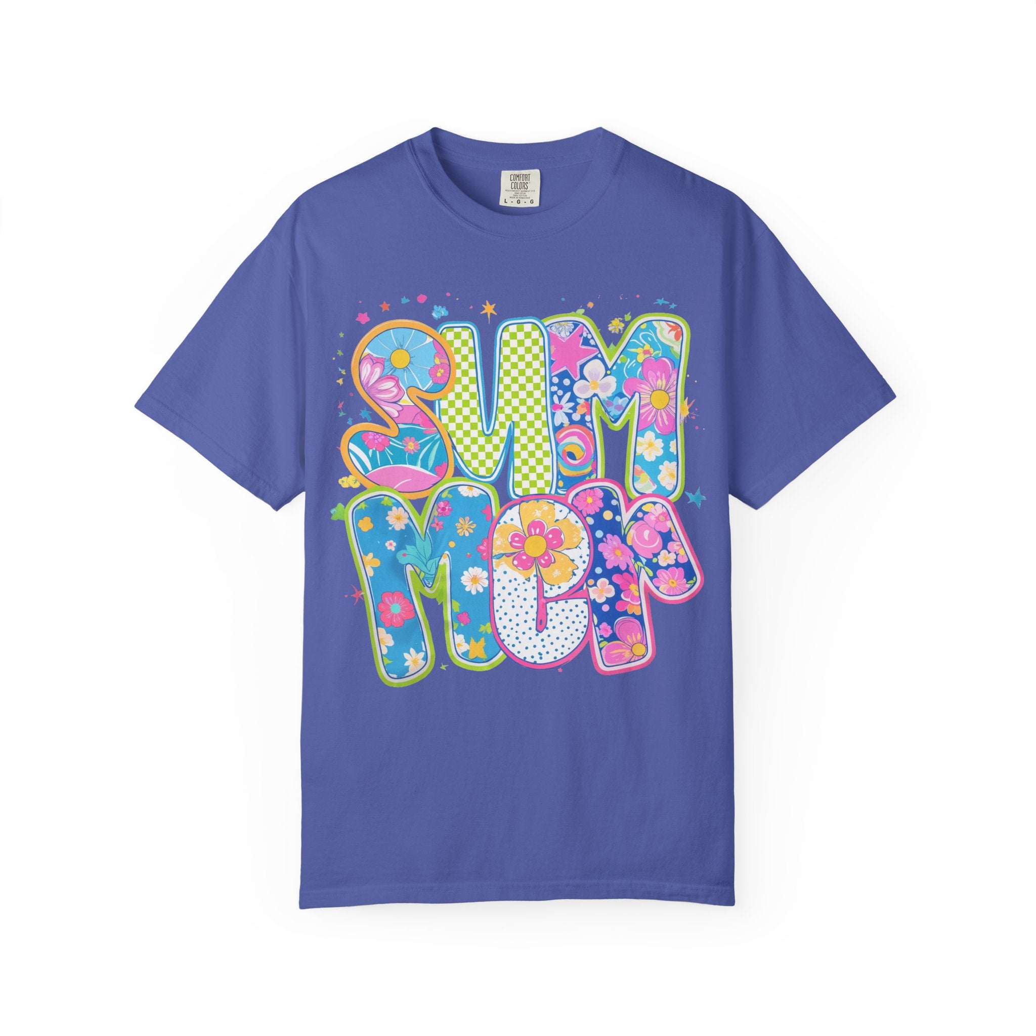 70s Retro 'Summer' Psychedelic Text T-Shirt | Flower Power, Bright Colors