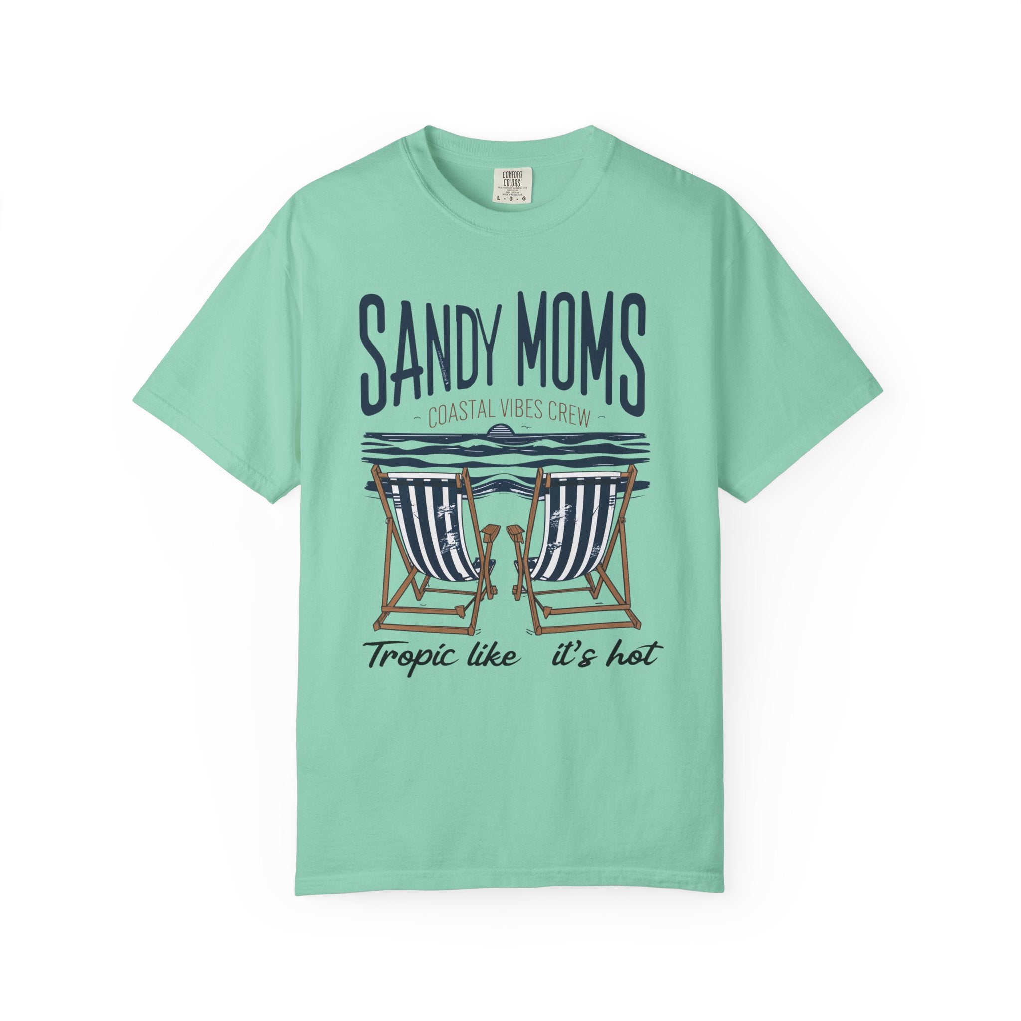 Sandy Moms Beach T-Shirt – Coastal Vibes, Deck Chair Graphic