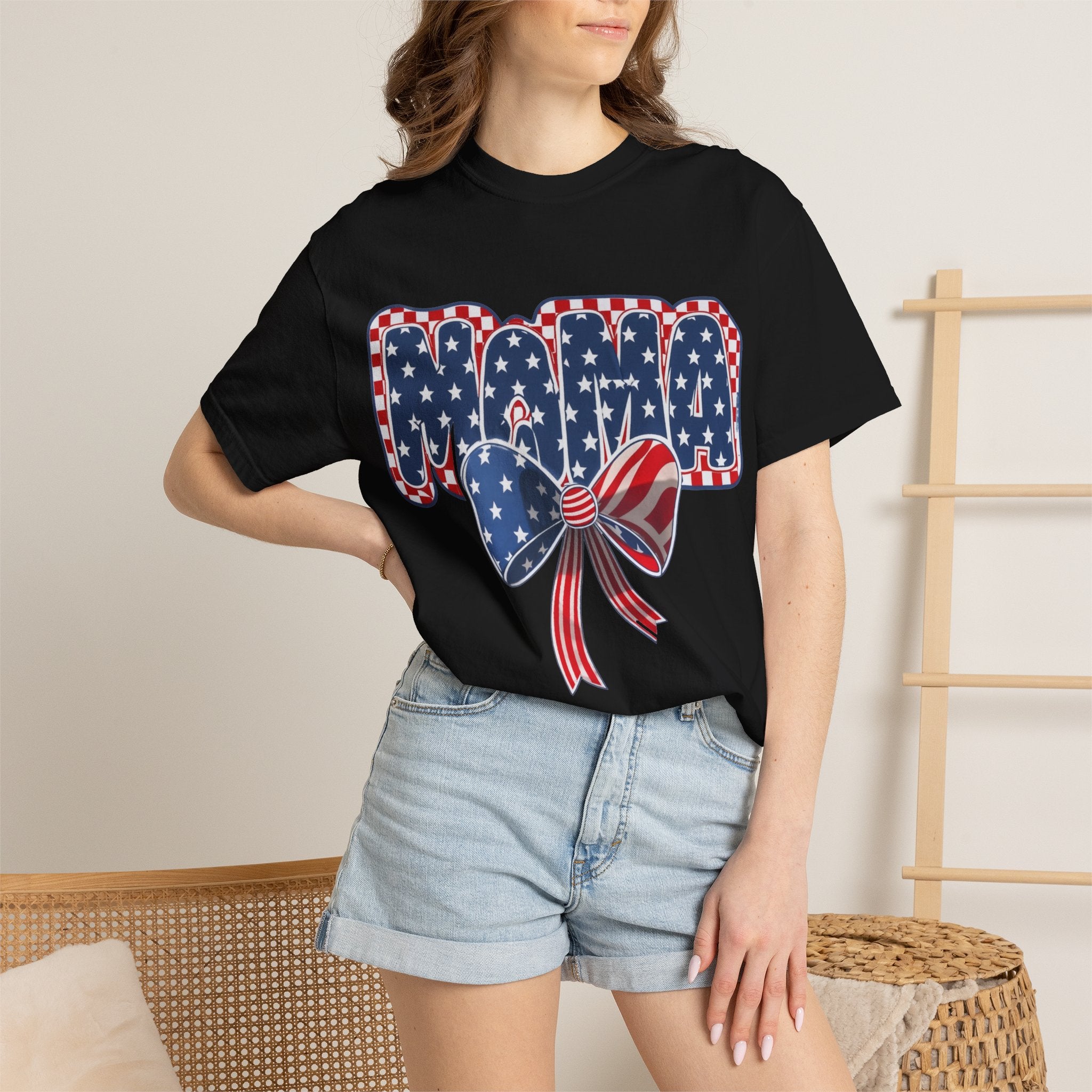 Mama Patriotic T-Shirt — American Flag Bow 4th of July Tee