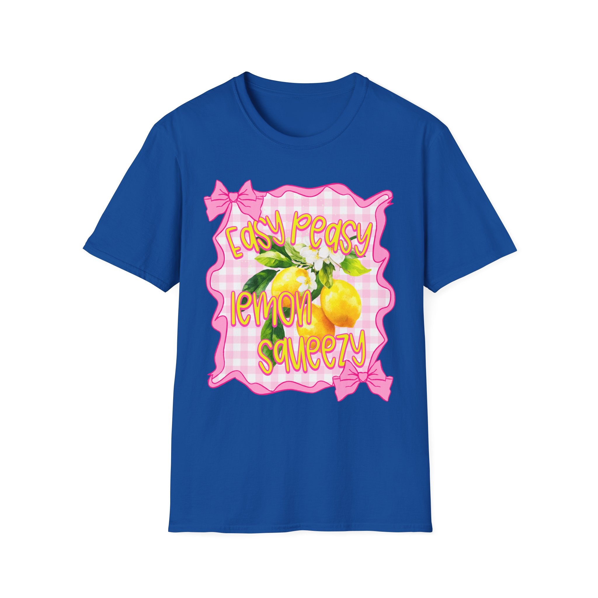 Easy Peasy Lemon Squeezy T-Shirt | Lemon Graphic, Pink Bow Frame